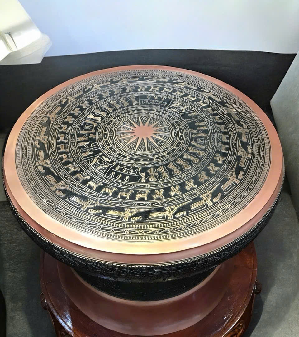 Quả trống đồng đồng sơn đúc đồng đỏ kt 50cm _thumbnail_0