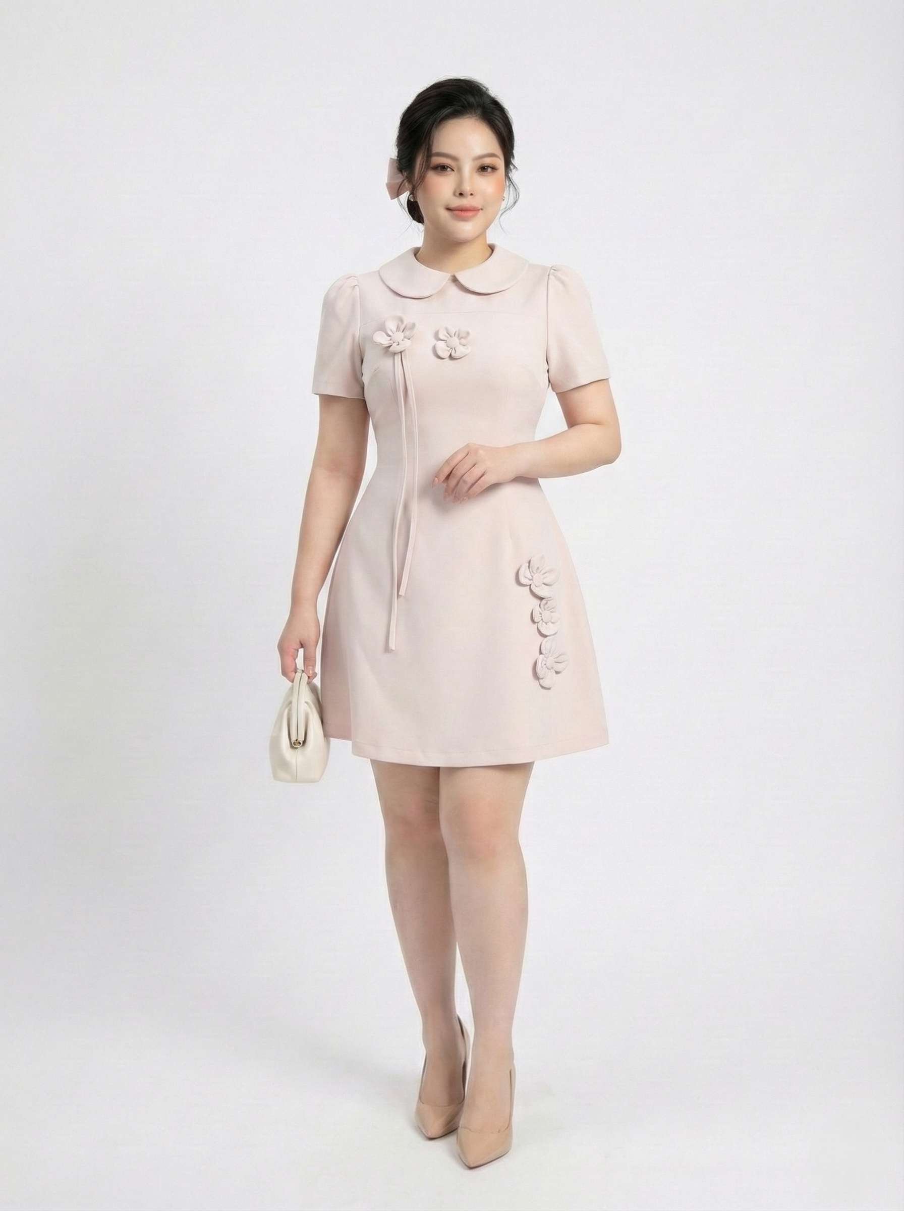 BIGSIZE- Đầm dáng A đính hoa V-DA193