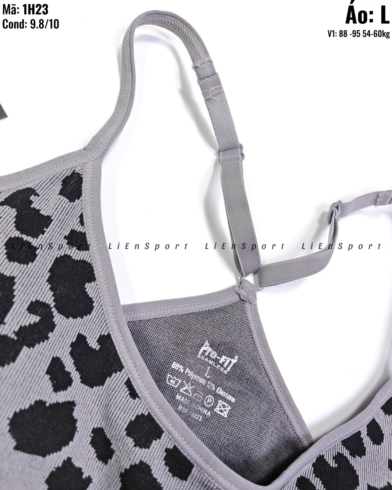 Pro-fit Áo bra thể thao lưng chữ X Nữ Size L Xám đen họa tiết da báo Auth 2nd Không gọng mút Dây vai tăng đơ Chất liệu co giãn thấm hút mồ hôi Thoáng khí Phù hợp yoga gym chạy bộ Mã:1H23