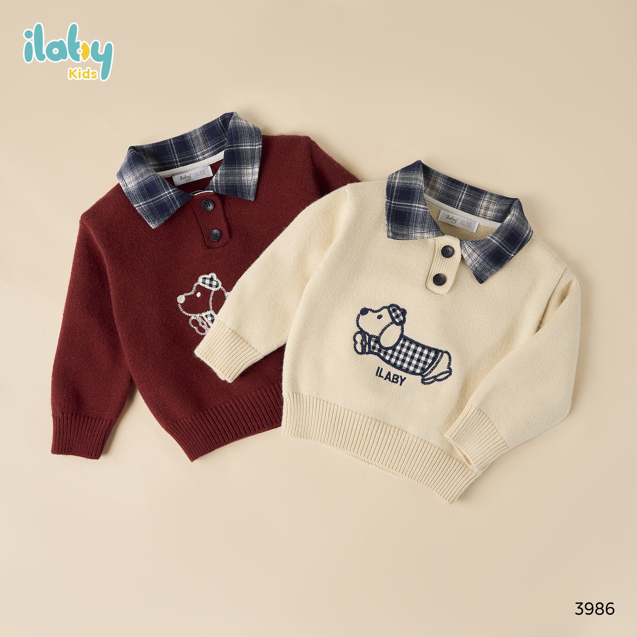 Áo len cổ đức thêu thân trước