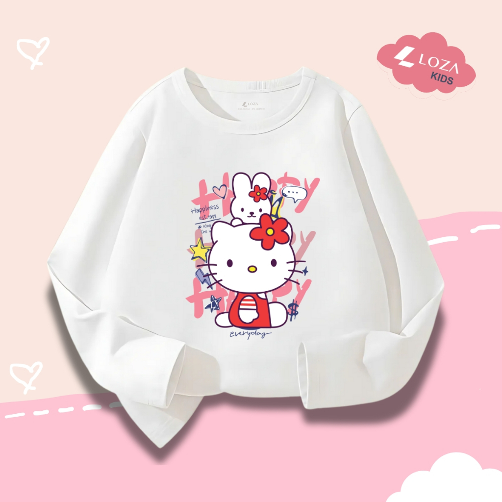 Áo thun dài tay bé gái in hình Hello Kitty dễ thương cho bé từ 15-40kg - Áo thu đông trẻ em Loza Kids - KT003_thumbnail_7