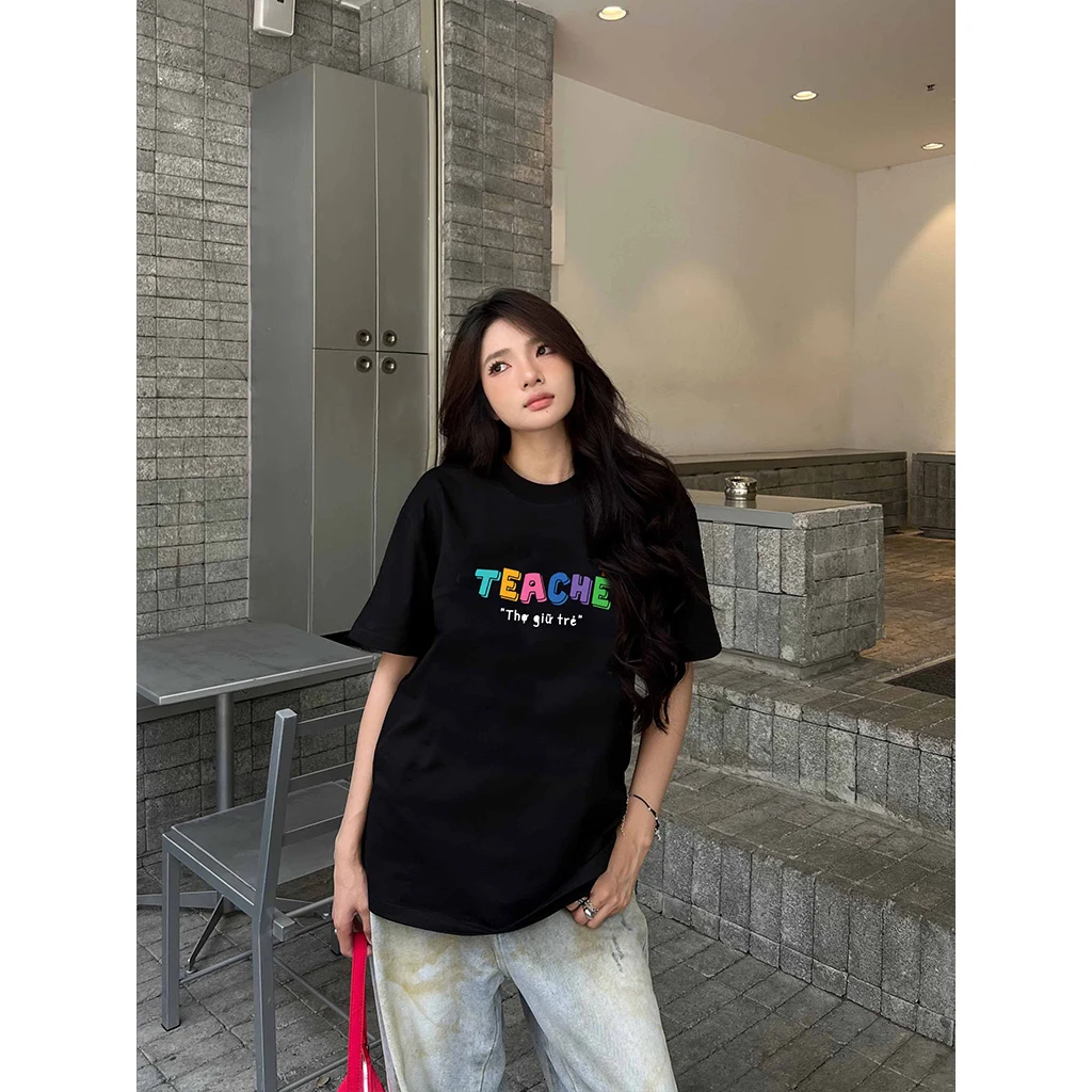 Áo thun unisex form rộng Miucho Club chất vải mềm mại thoáng mát in chữ basic Thợ giữ trẻ 2858_thumbnail_5