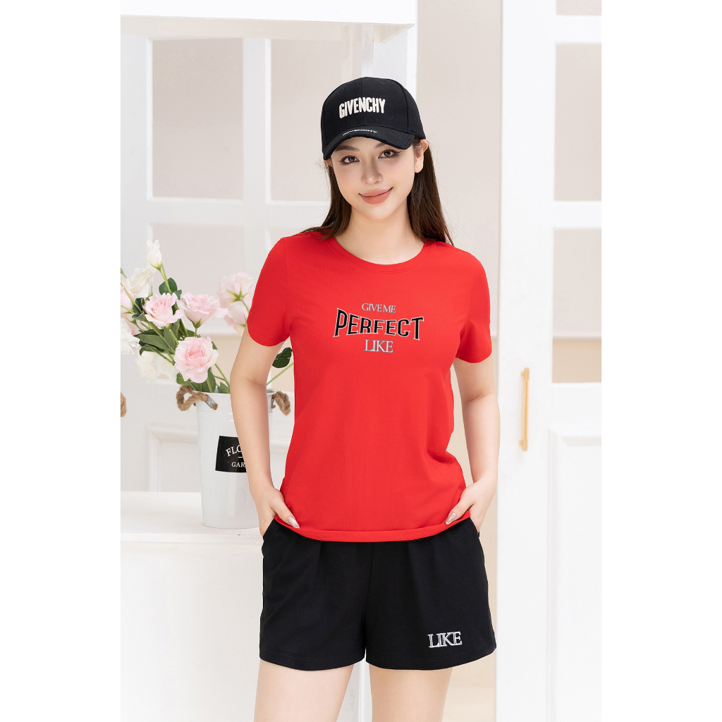 [Form Vừa] Bộ đồ nữ in chữ Perfect - Set cộc tay mặc nhà/ đi chơi LOZA VP336_thumbnail_2