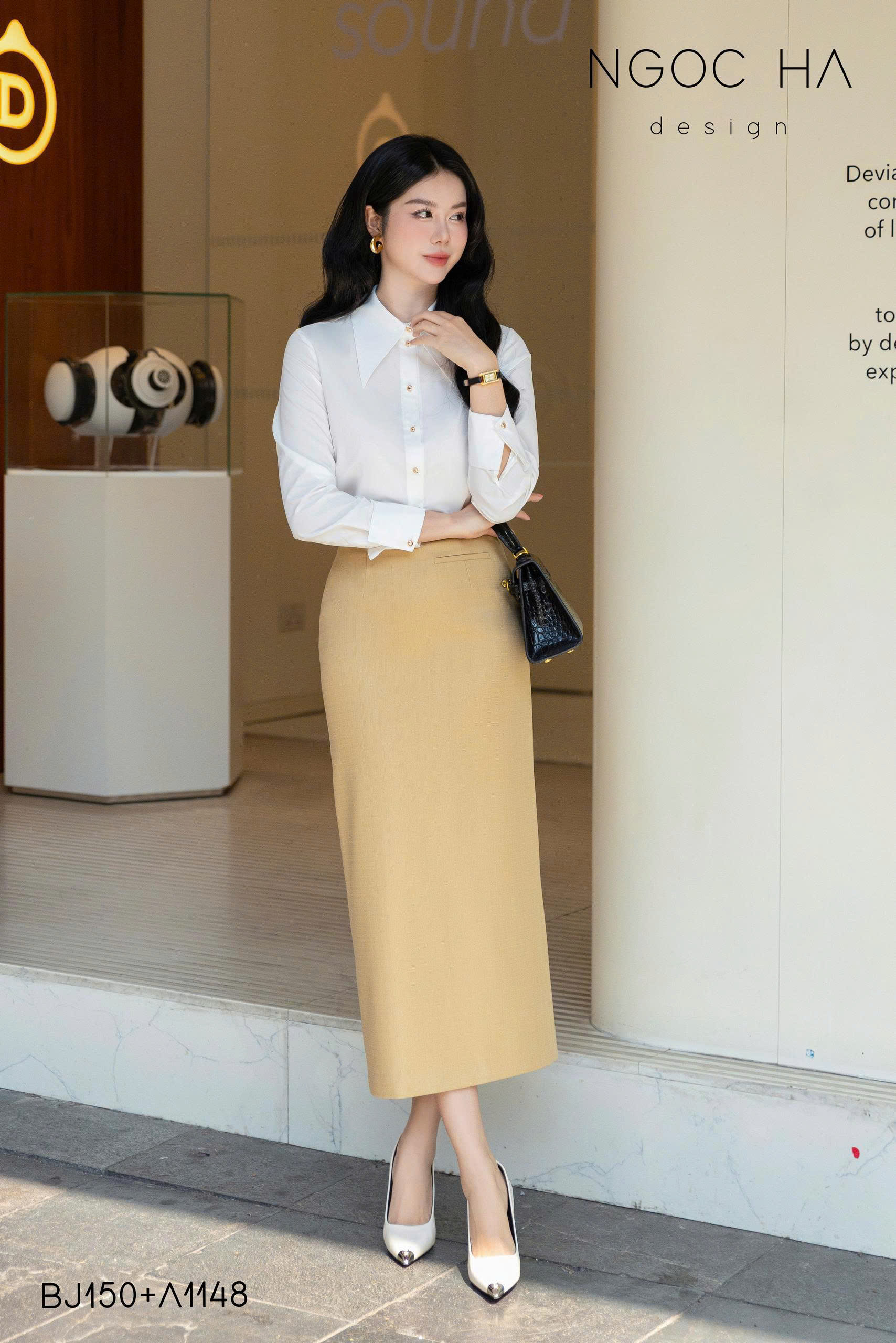 Louis Top_ Áo Sơ Mi Lật Gấu Tay Cúc Đồng A1148