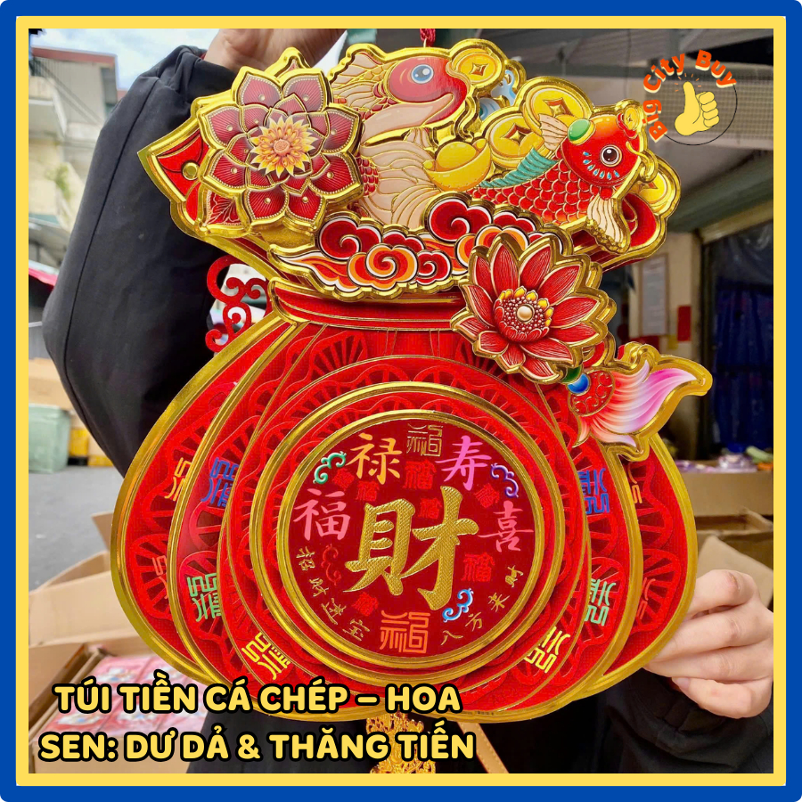 Bộ Treo Tết Túi Tiền Hồ Lô 3D - 6 Lớp Cao Cấp - Trang Trí Tết Cửa Nhà - Phong Thủy Chiêu Tài Lộc Năm Mới 320BT