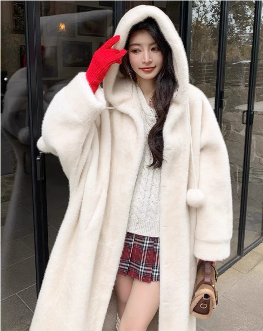 Áo Khoác Dài Lông Nhân Tạo PomPom_thumbnail_3