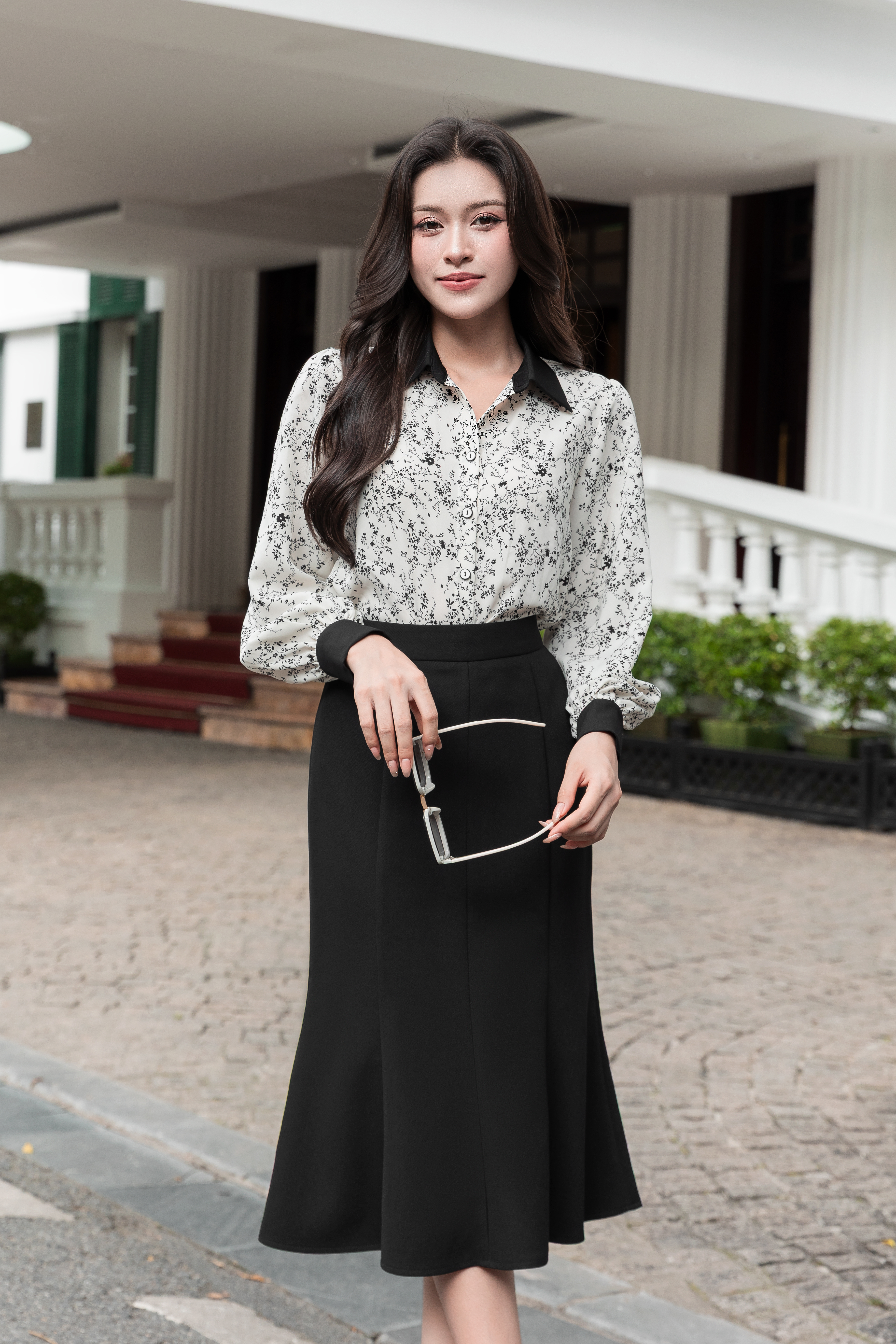 Áo sơ mi hoa nhí đen A4213_thumbnail_2