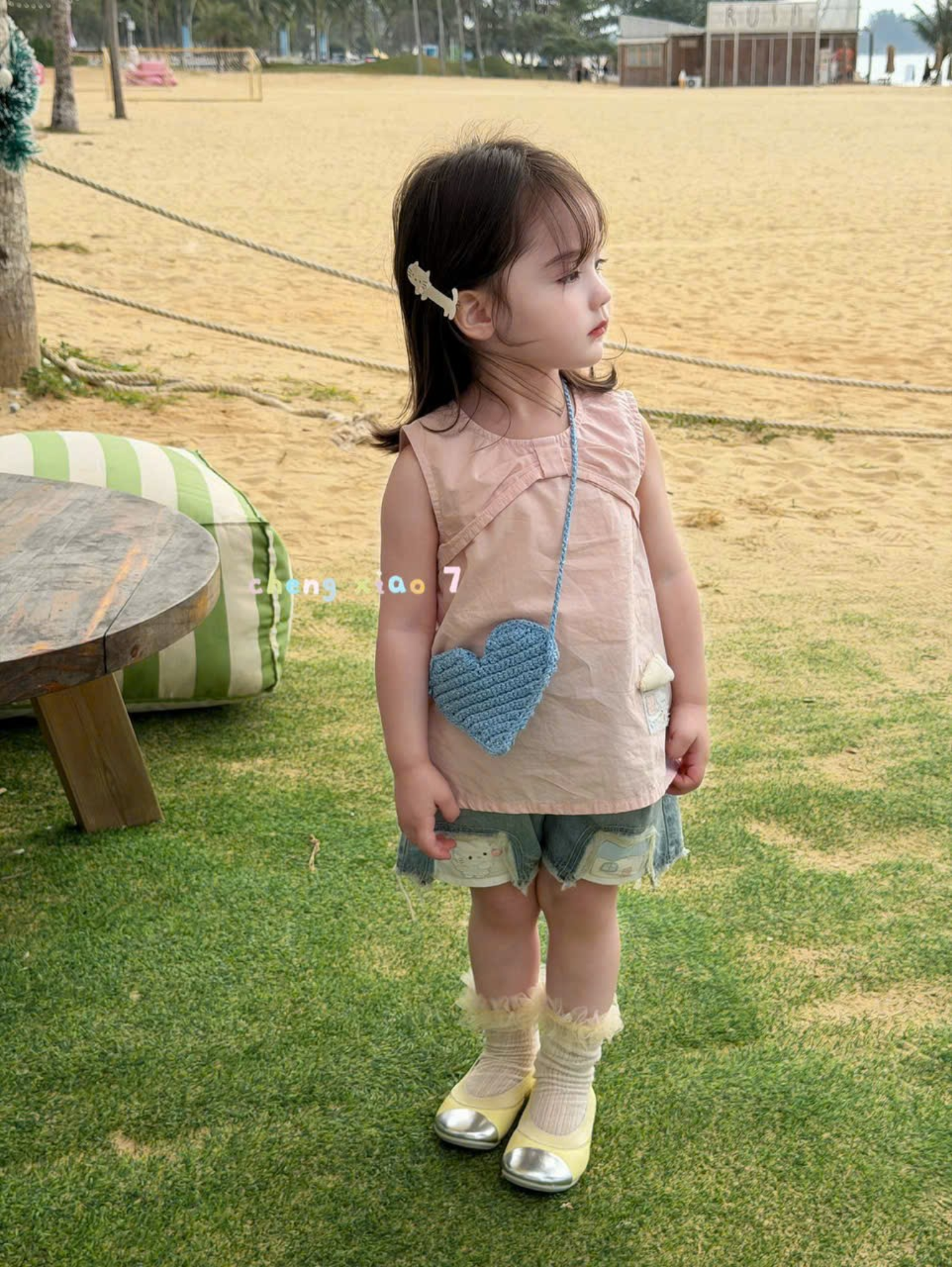 CX107 - Quần short bé gái denim phối họa tiết dễ thương phong cách năng động hãng CX7