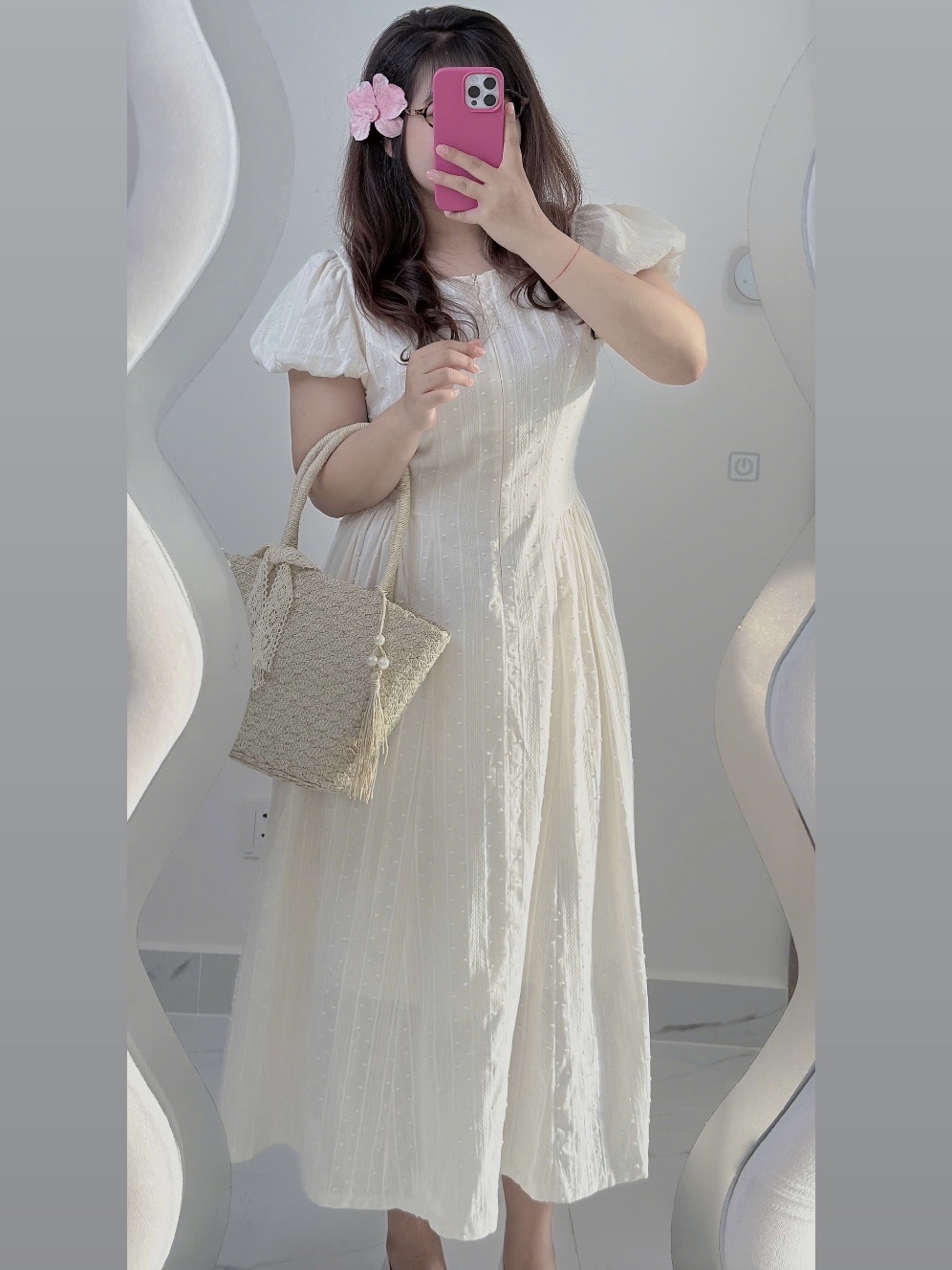 Đầm dáng dài chấm bi kiểu bigsize DA154 dành cho nàng béo mập từ 55-95kg_thumbnail_7