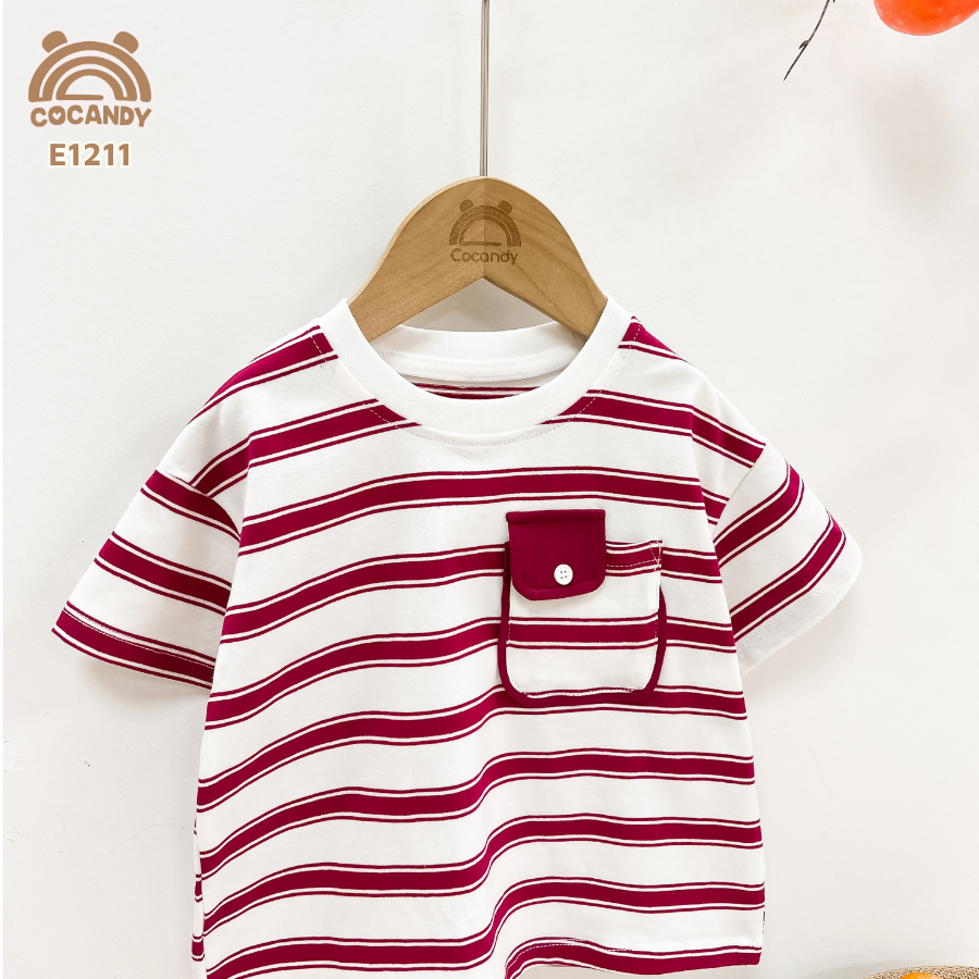 Áo cộc thun kẻ ĐỎ TRẮNG phối túi nẹp đỏ_thumbnail_4