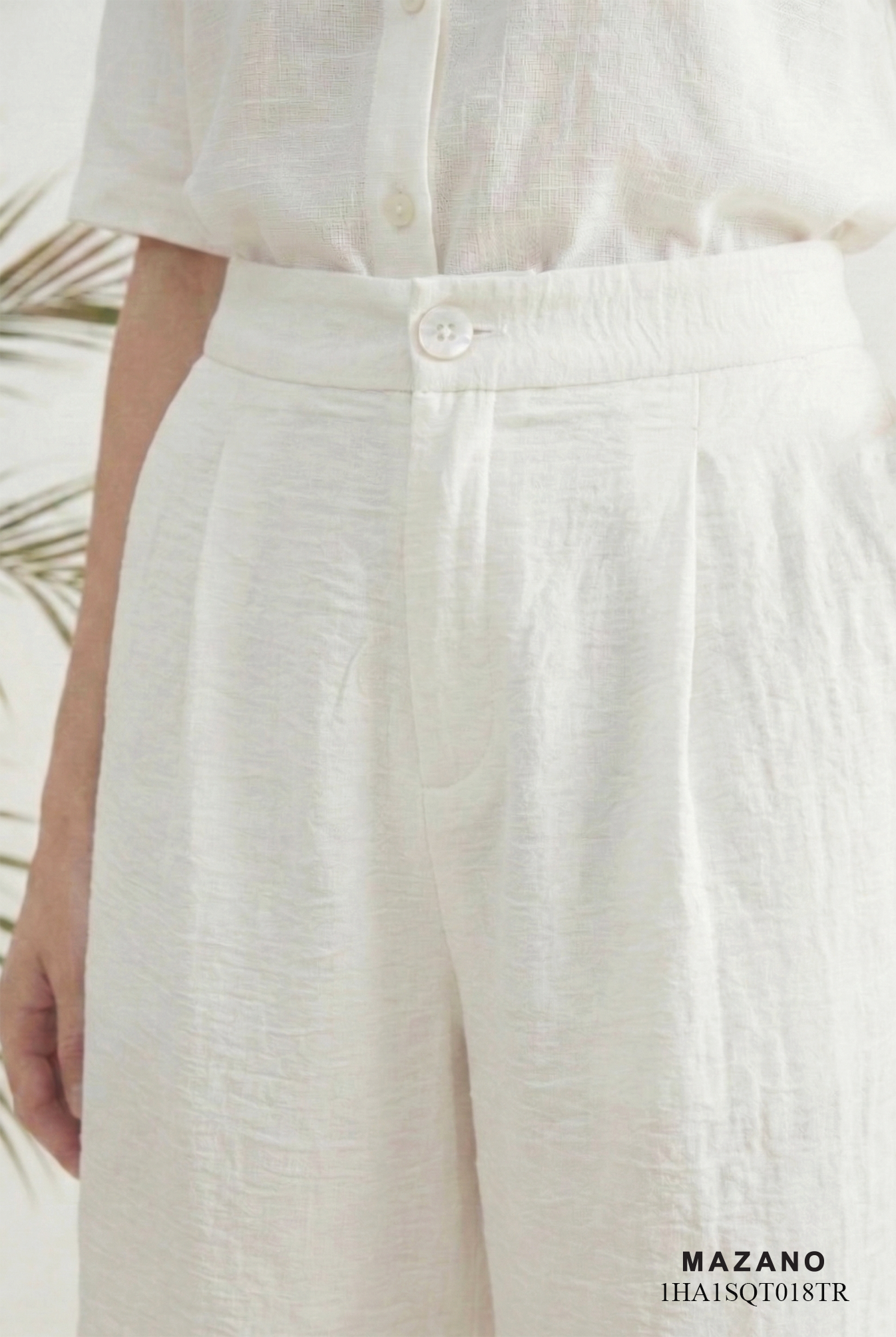 Quần vải pha linen trắng dáng suông rộng thiết kế MAZANO_thumbnail_4