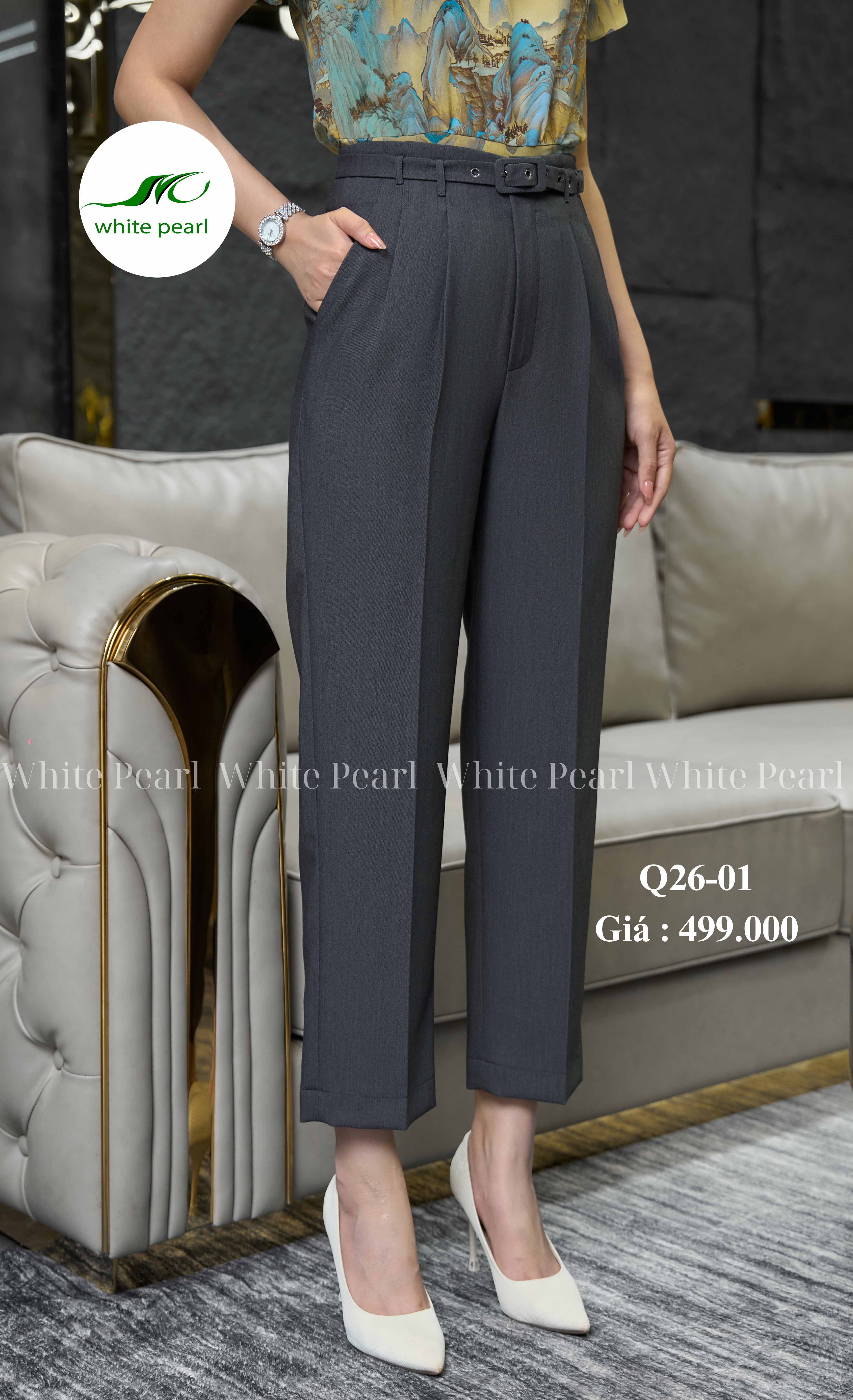 Quần baggy suông thụng cạp liền thời trang công sở nữ White Pearl_thumbnail_1