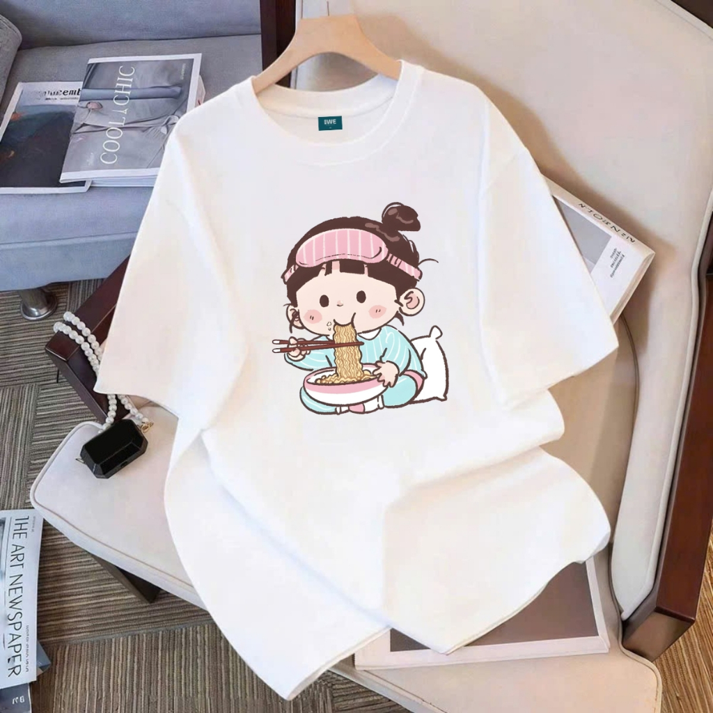 Áo thun unisex UX30-1185 bé gái ăn mì dáng oversized local brand WETEE_thumbnail_0