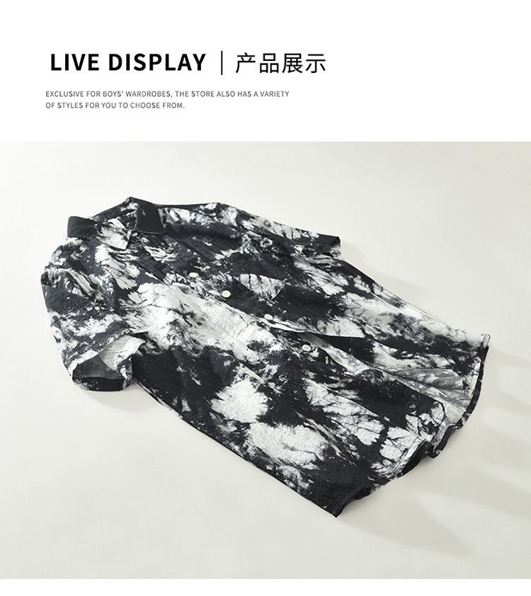 Áo sơ mi tay ngắn nam Nhật Bản – họa tiết nghệ thuật cá tính, form rộng thời trang, chất liệu Lyocell cao cấp, đa năng mặc hằng ngày