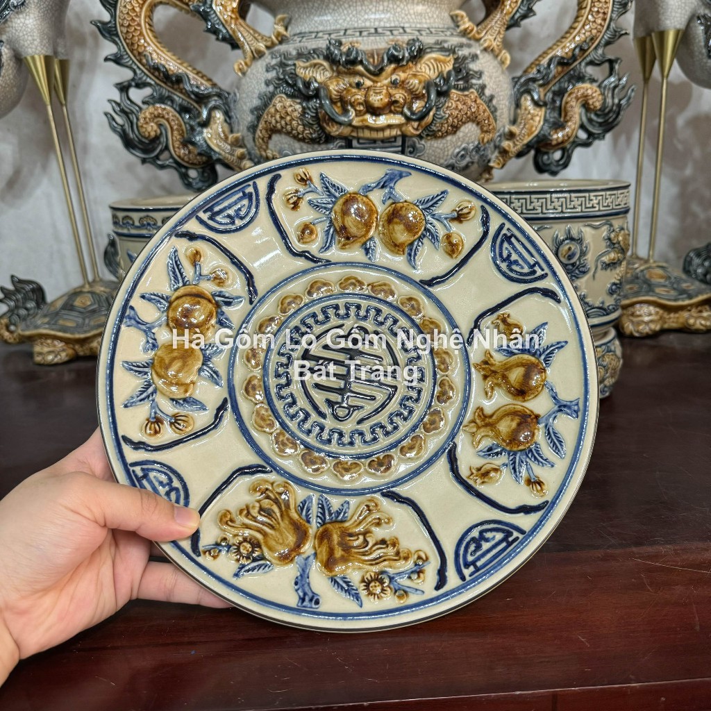 Đồ Thờ Cúng Mâm Bồng Đào Thọ Hoàng Thổ - Thờ Cúng nhiều cỡ Bát Tràng - Nghệ nhân chế tác