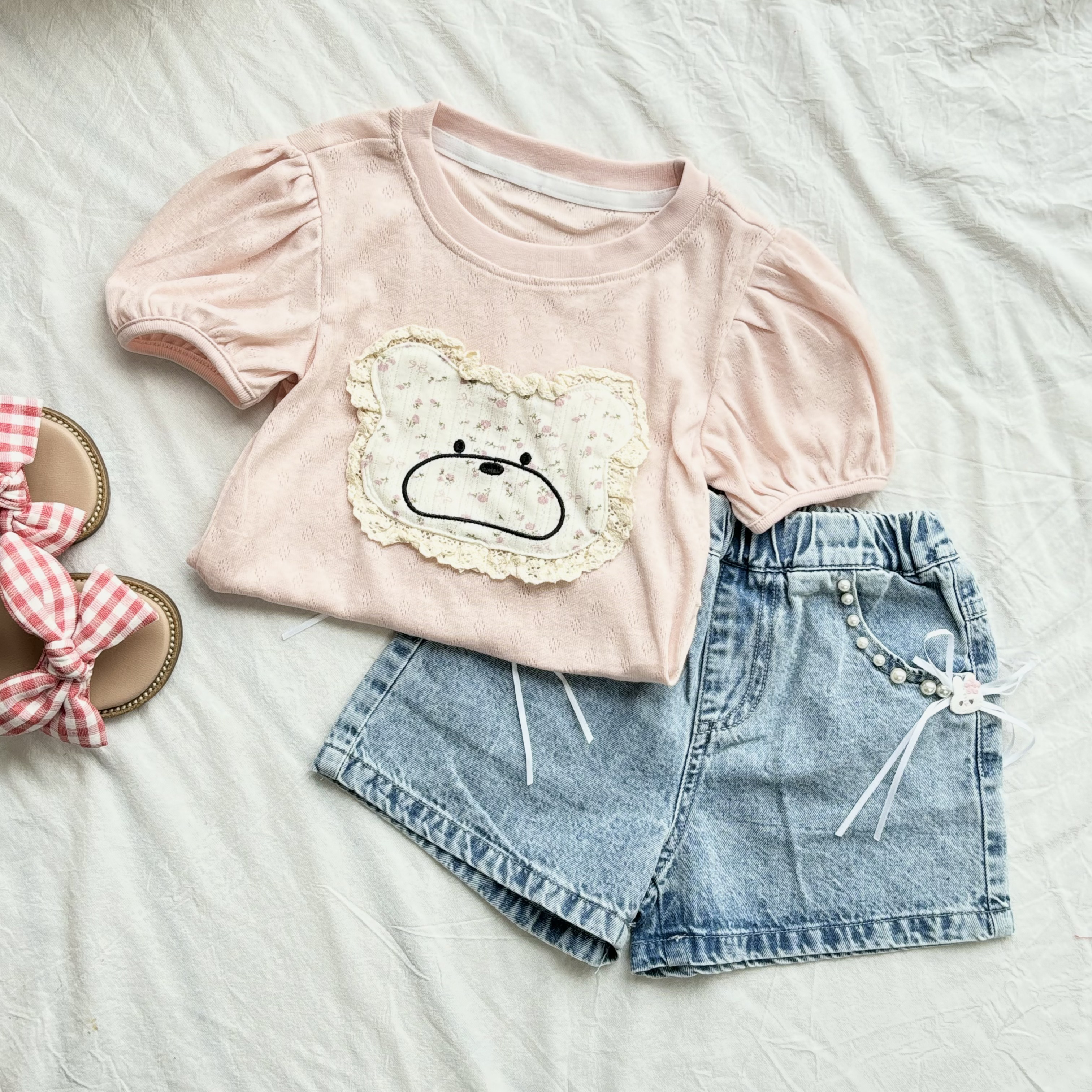 (A24) Áo thun mềm họa tiết chú gấu màu hồng siêu dễ thương thời trang bé gái mẫu hè 2025 QCCC_thumbnail_2