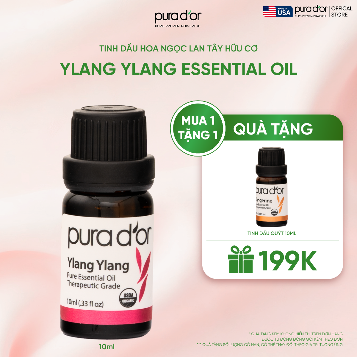Tinh Dầu Hoa Ngọc Lan Tây hữu cơ PURA D’OR Therapeutic Grade Ylang Ylang Essential Oil 10ml