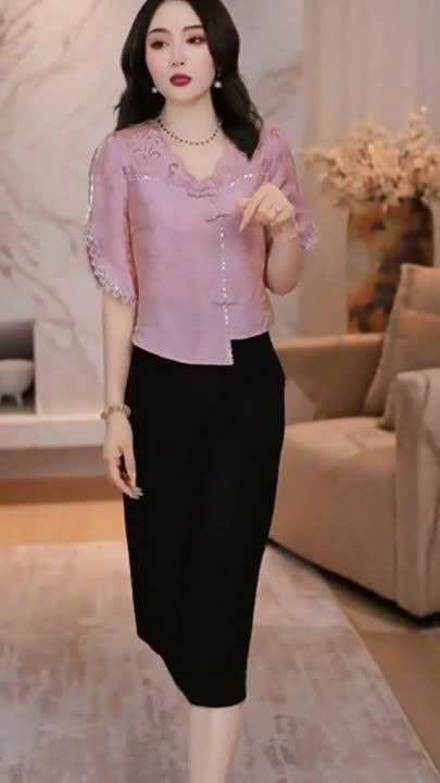 18296-Đầm suông giả rời phối  voan hồng vièn ren cách điệu (voan, lú)