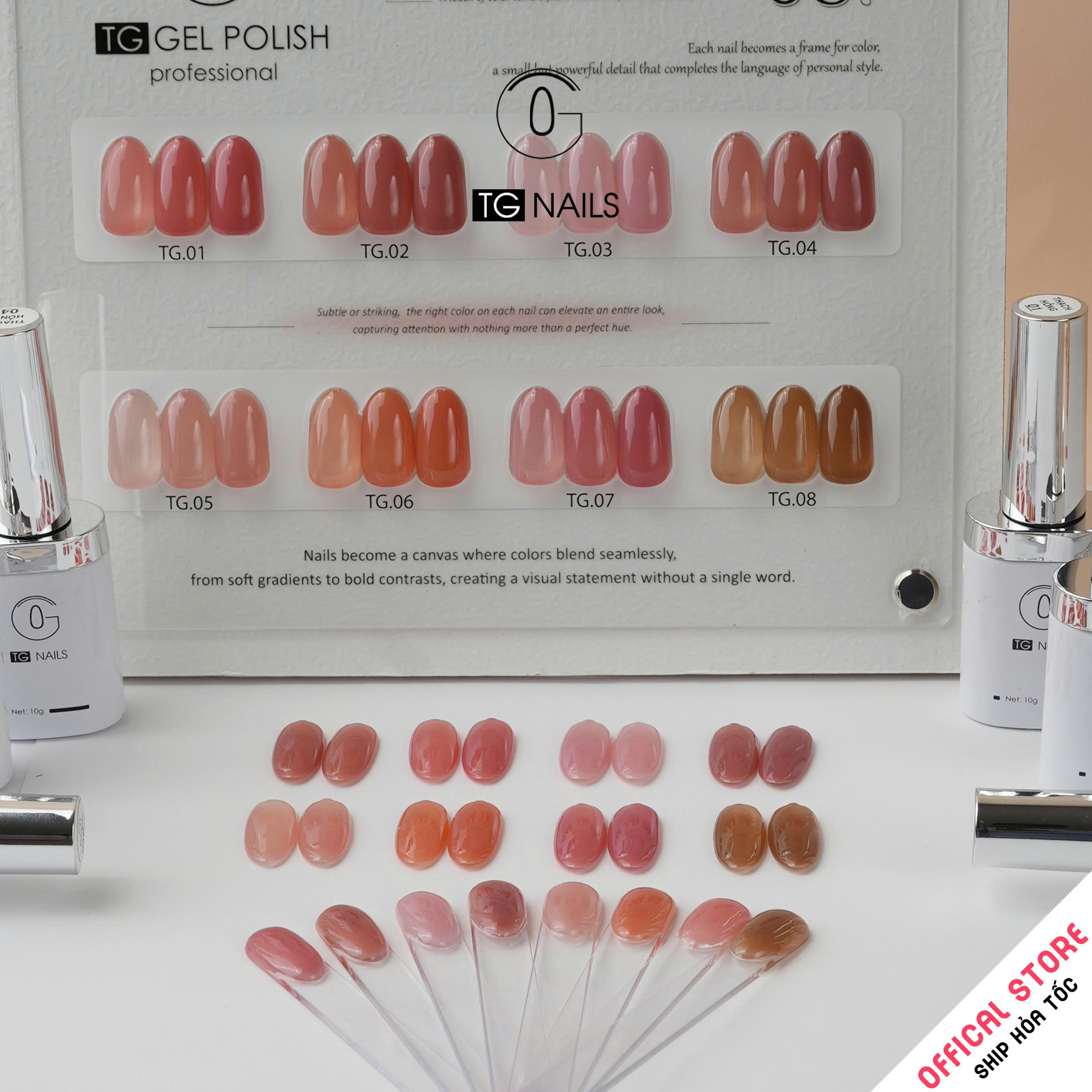 Combo 8 màu Thạch Hồng đục TG Nails kèm bảng màu_thumbnail_2