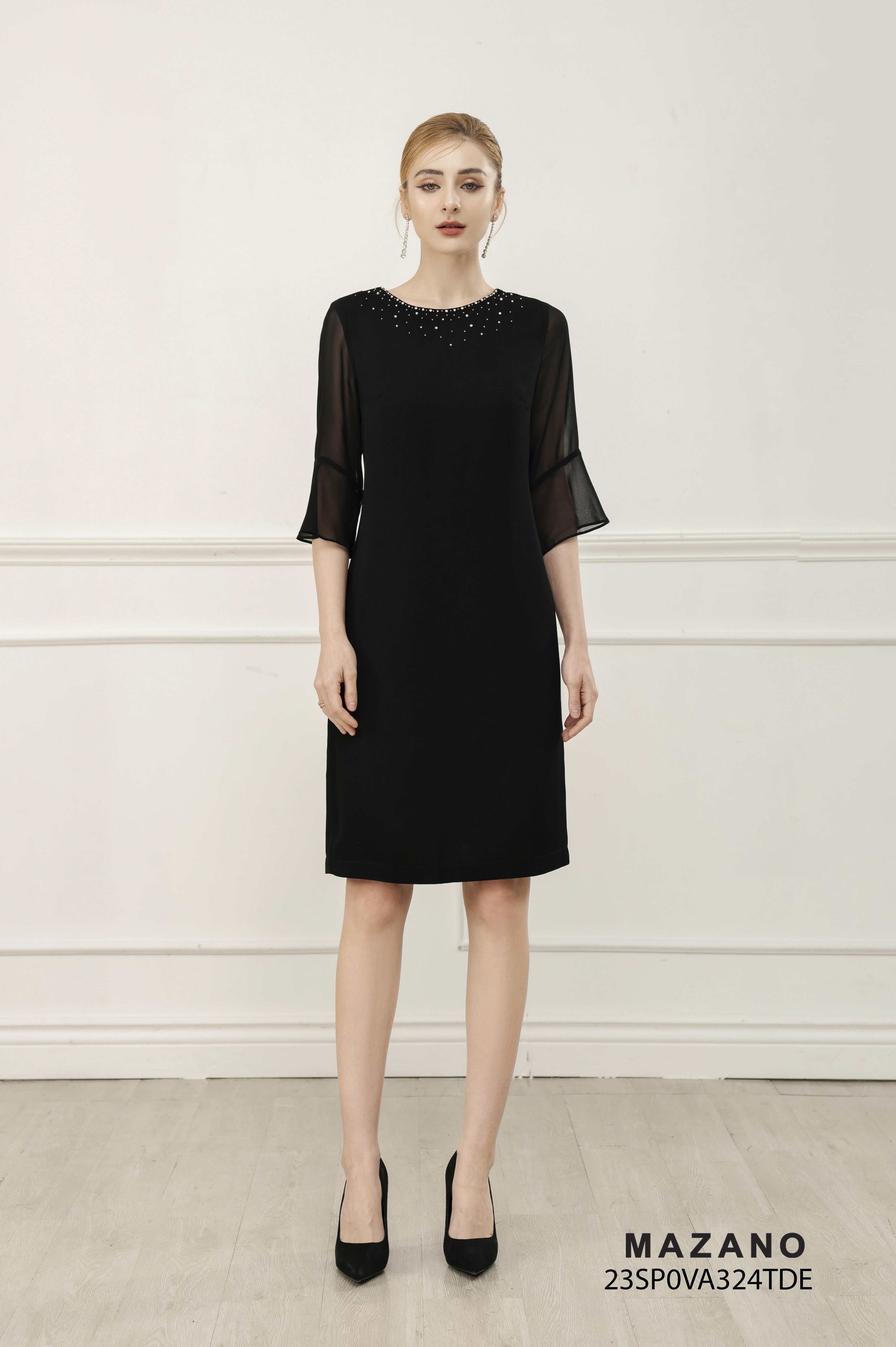 Đầm Suông Tay Lỡ Đính Đá Sang Trọng_thumbnail_3