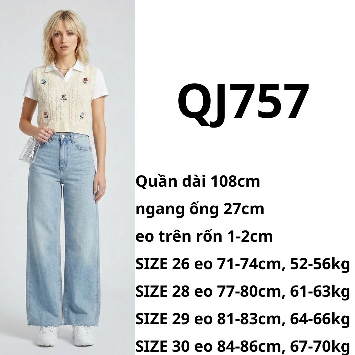 QJ757 - Quần jeans ống rộng