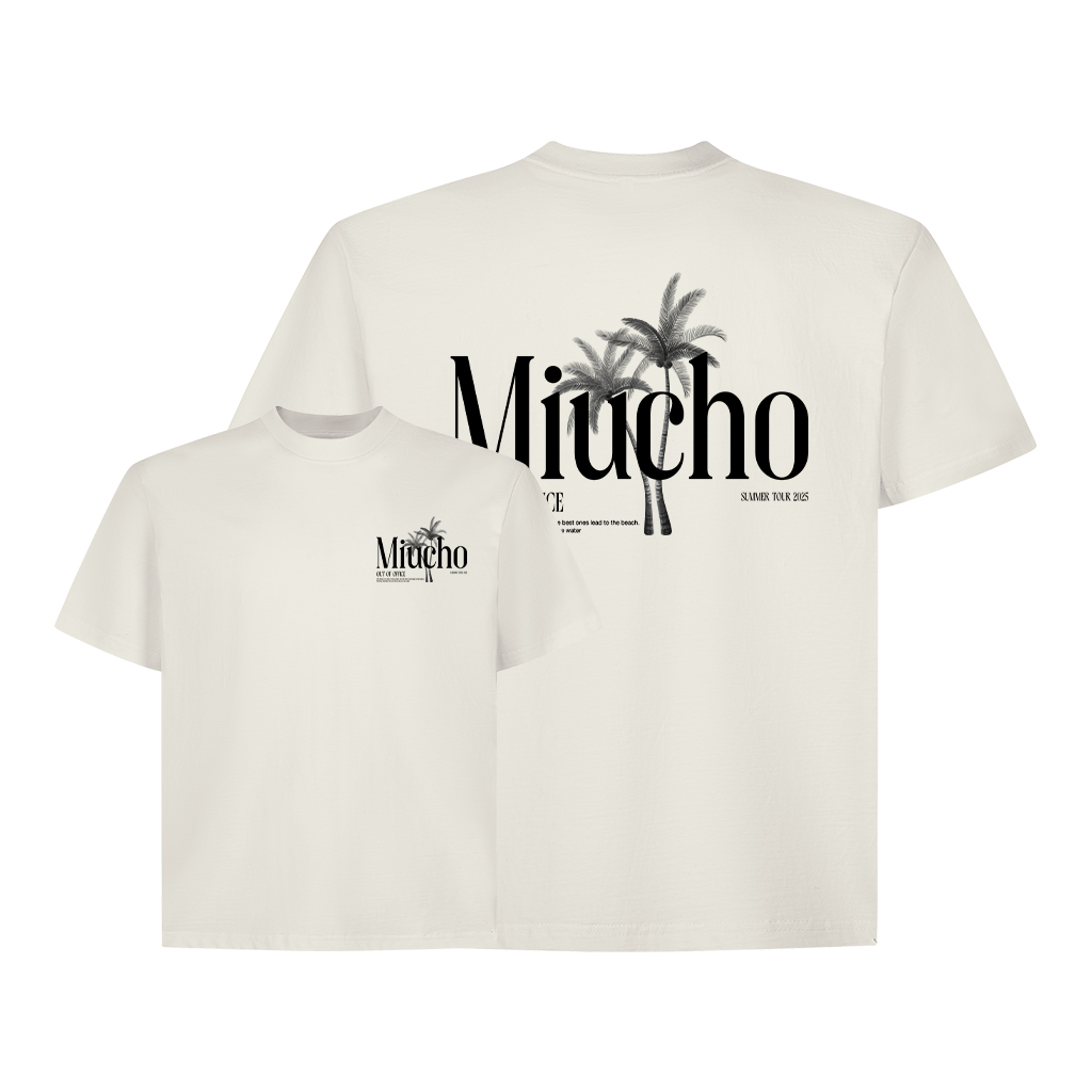 Áo phông nam form boxy hè biển 2188 Miucho Club cổ tròn vải cotton 2c 250gsm đứng form in mix