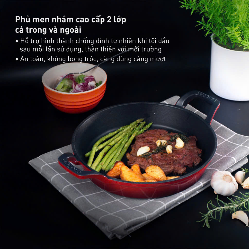 Chảo Gang Men Nhám Cao Cấp GKÖCH 24cm_thumbnail_3