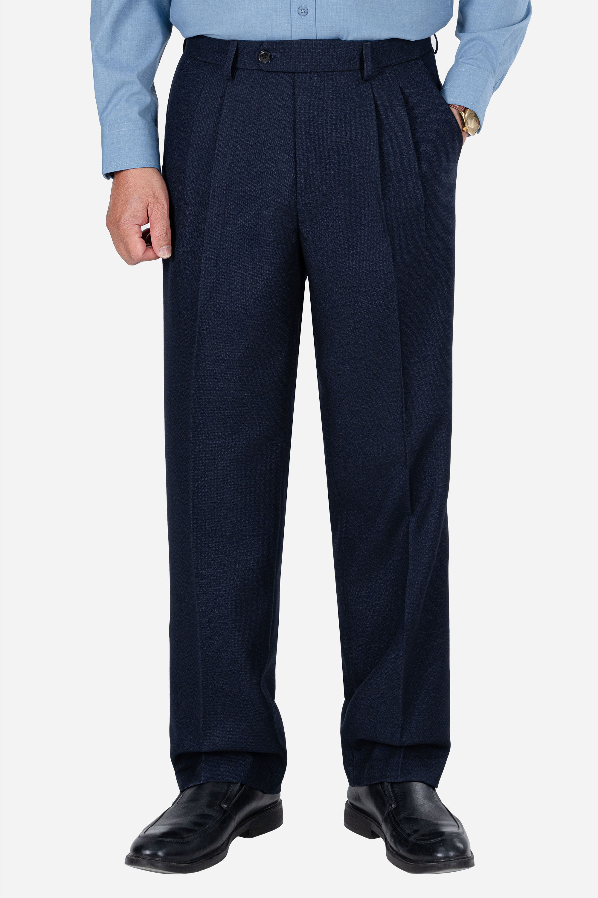 Quần Âu 2 Li Nam Trung Niên ANCHI Vải Đốm Cao Cấp Phom Suông Ống Rộng Màu Xanh Than