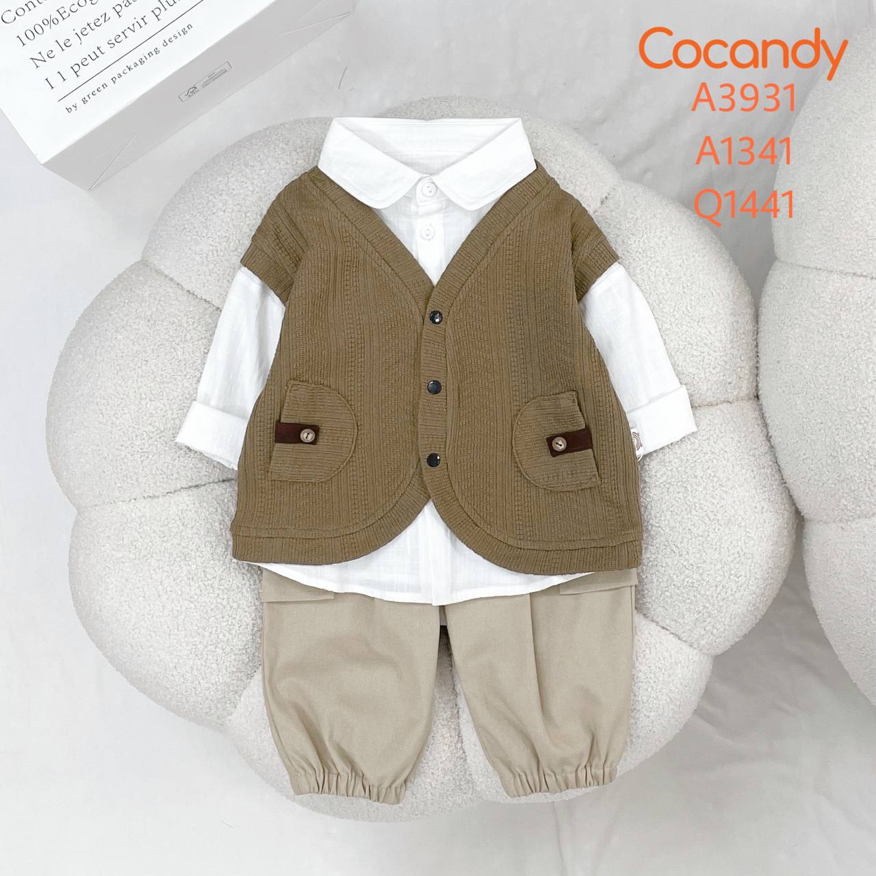 Áo ghile NÂU 2 túi phối cúc_thumbnail_3