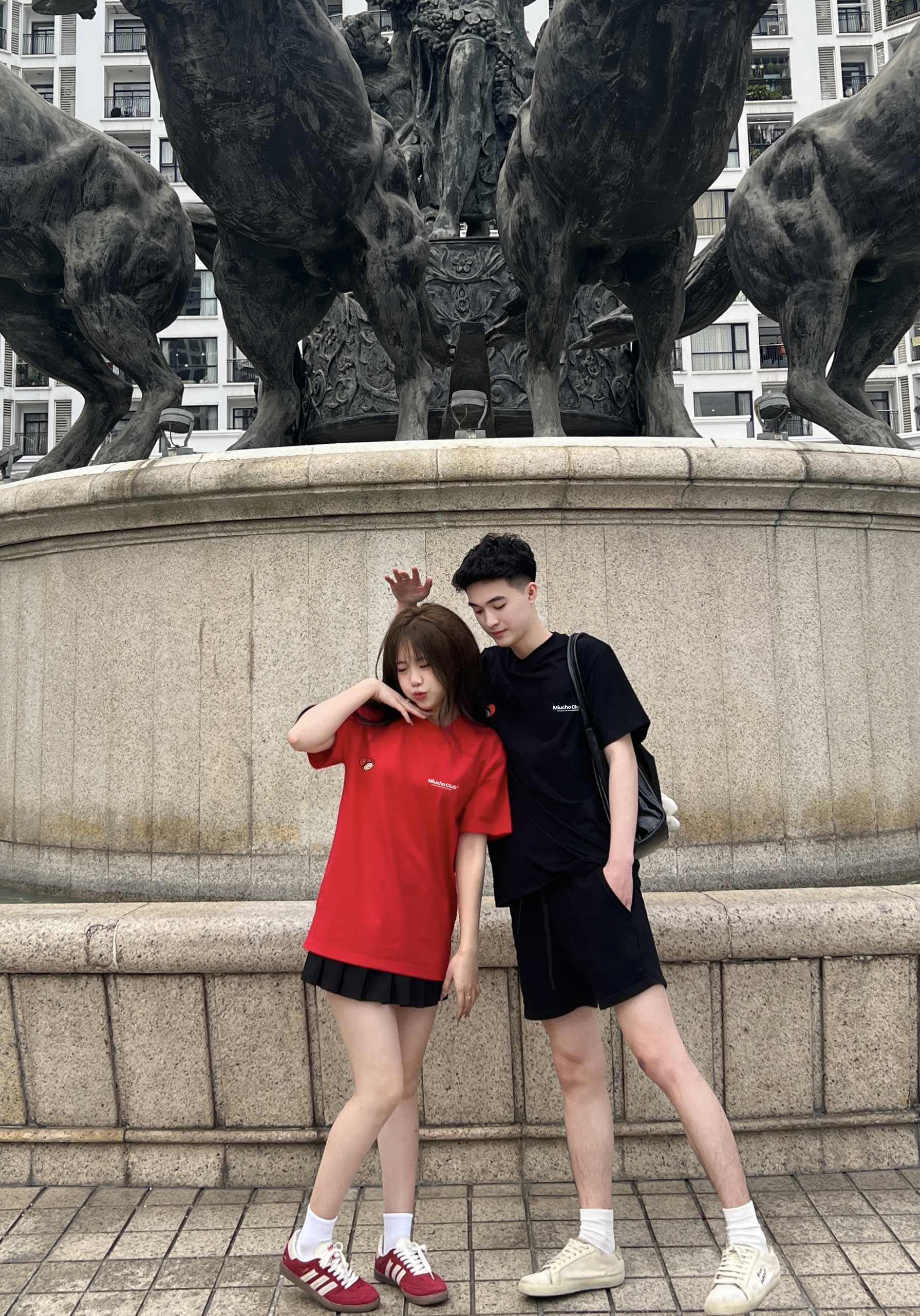 Áo phông đôi nam nữ form rộng 1955 Miucho Club cổ tròn vải cotton 2c 250gsm dày dặn in typography_thumbnail_4