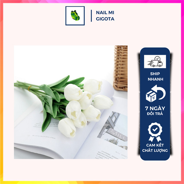 Hoa Tulip trang trí chụp ảnh - Màu trắng