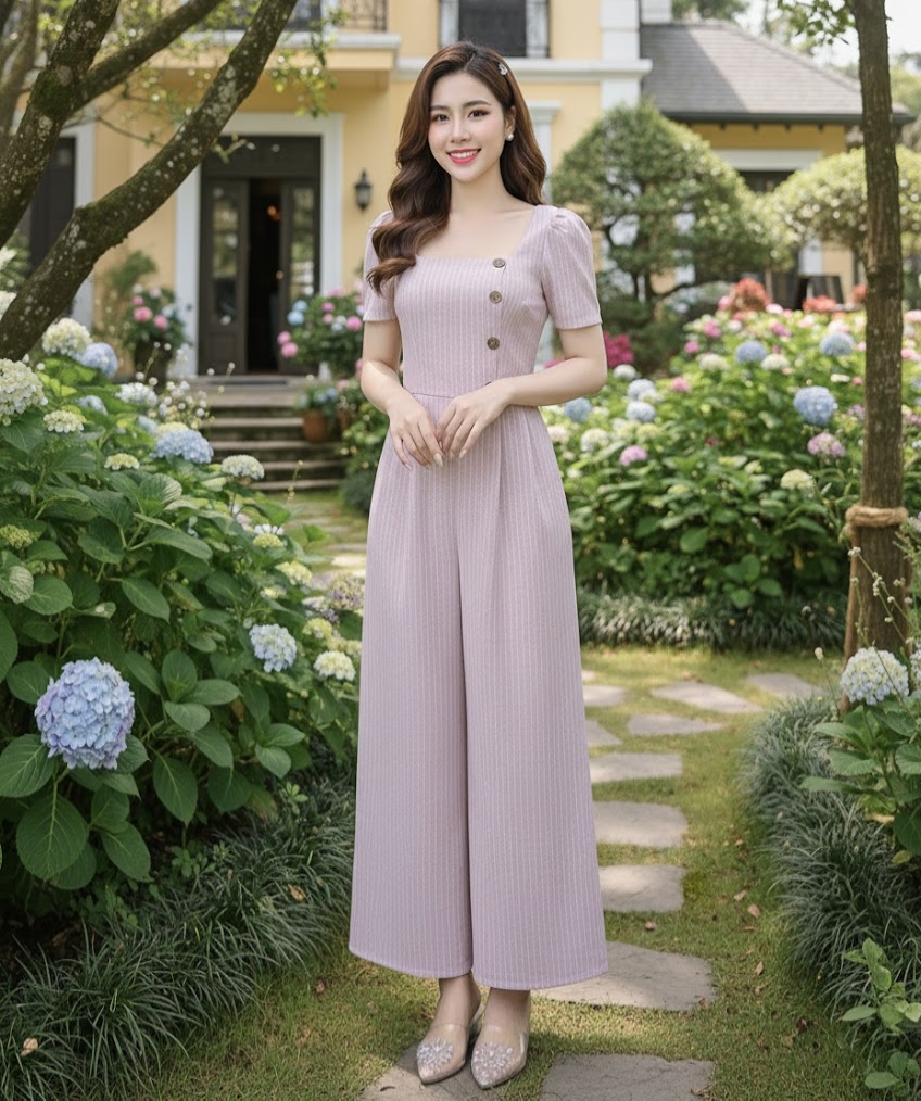 Jumpsuit lửng ống rộng cổ U phối nút ngực_thumbnail_1