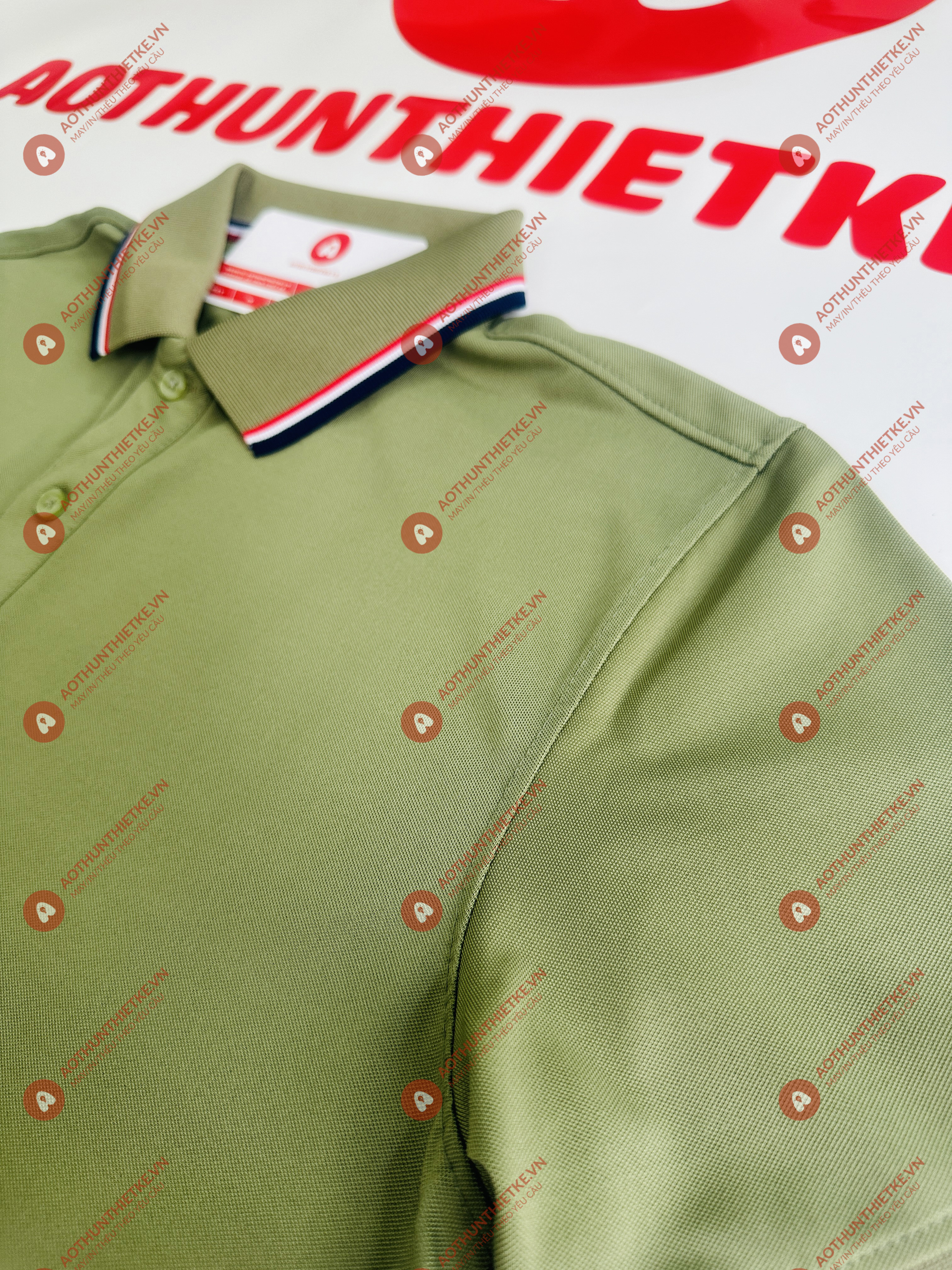 Áo Đồng Phục Polo 3 Sọc Rêu_thumbnail_1