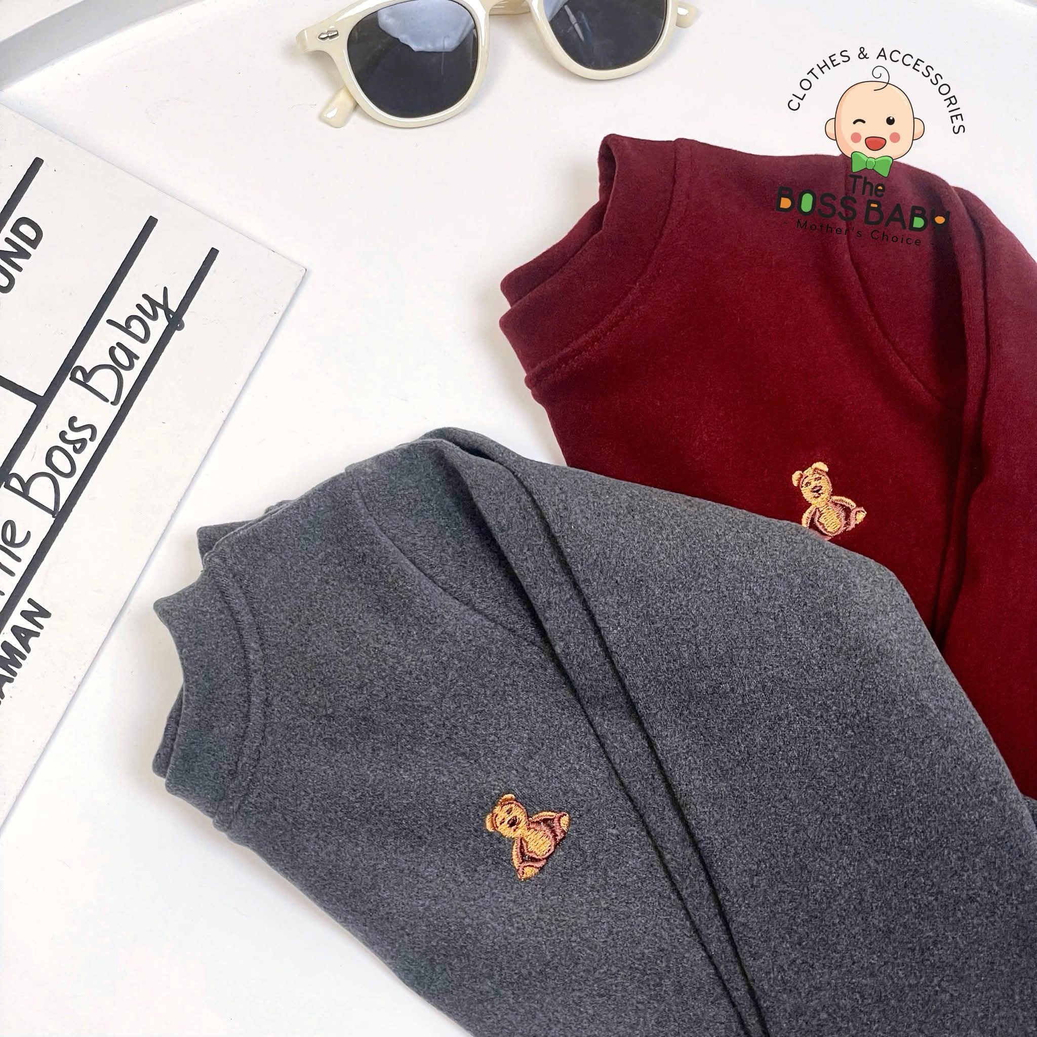 Set 2 bộ nỉ ép bông xám đỏ thêu gấu_thumbnail_2