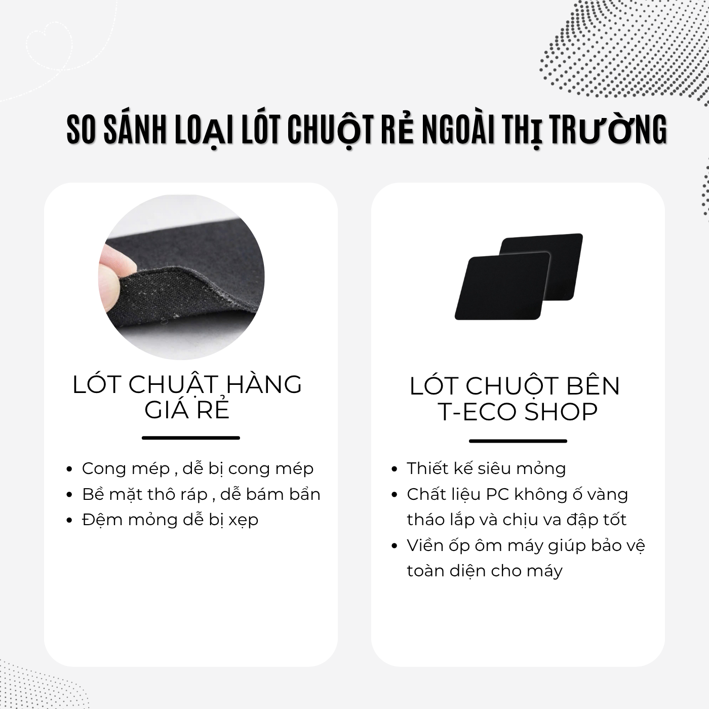 T-ECO SHOP | Lót Chuột Máy Tính Đen – Di Chuột Mượt, Chống Trượt, Mouse Pad Văn Phòng Gaming_thumbnail_7