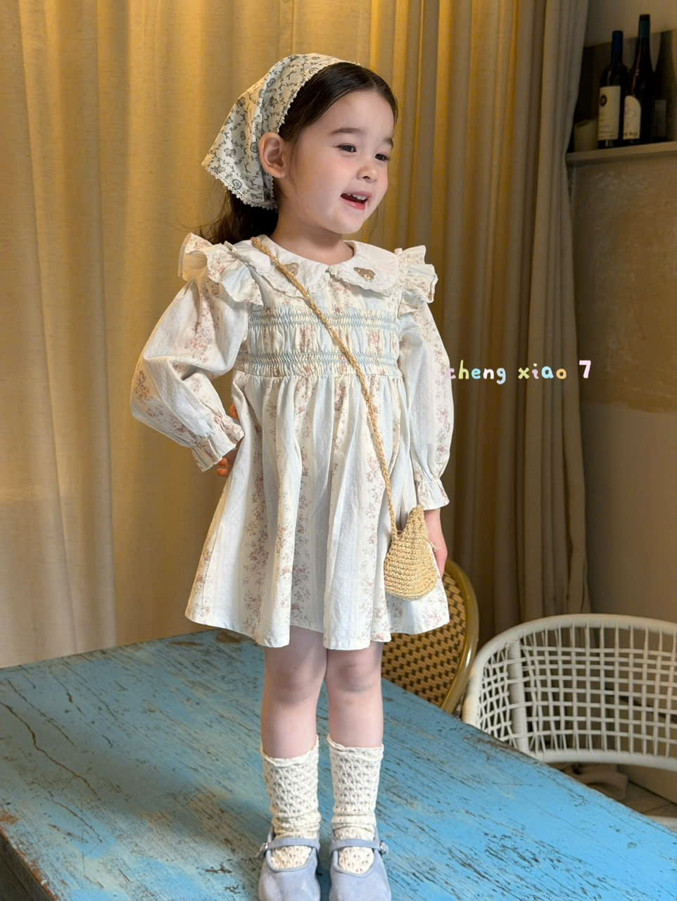 (E27) Váy thô cổ sen thêu gấu CX7