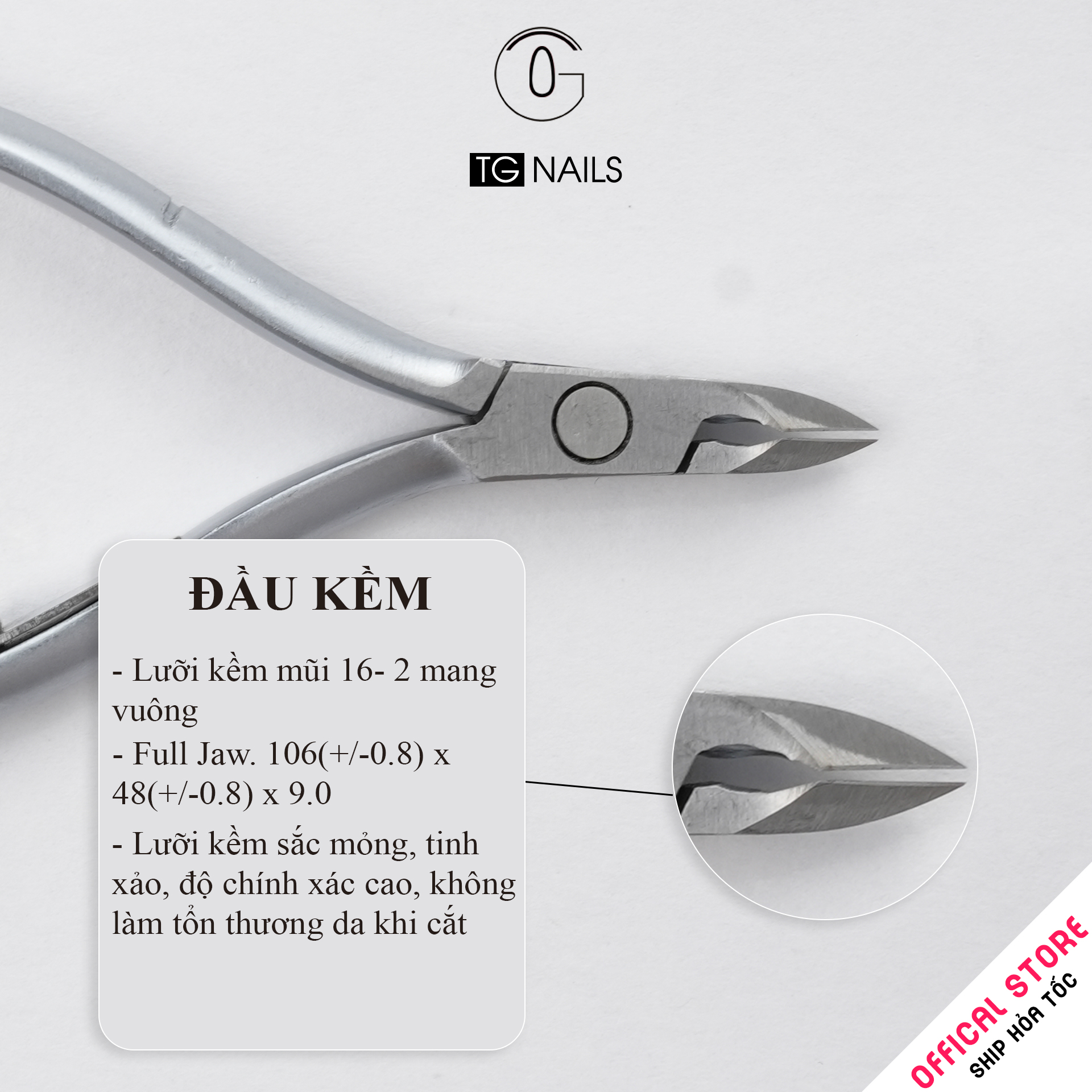 Kìm nhặt da inox TG PRO-07 mang vuông mũi 16