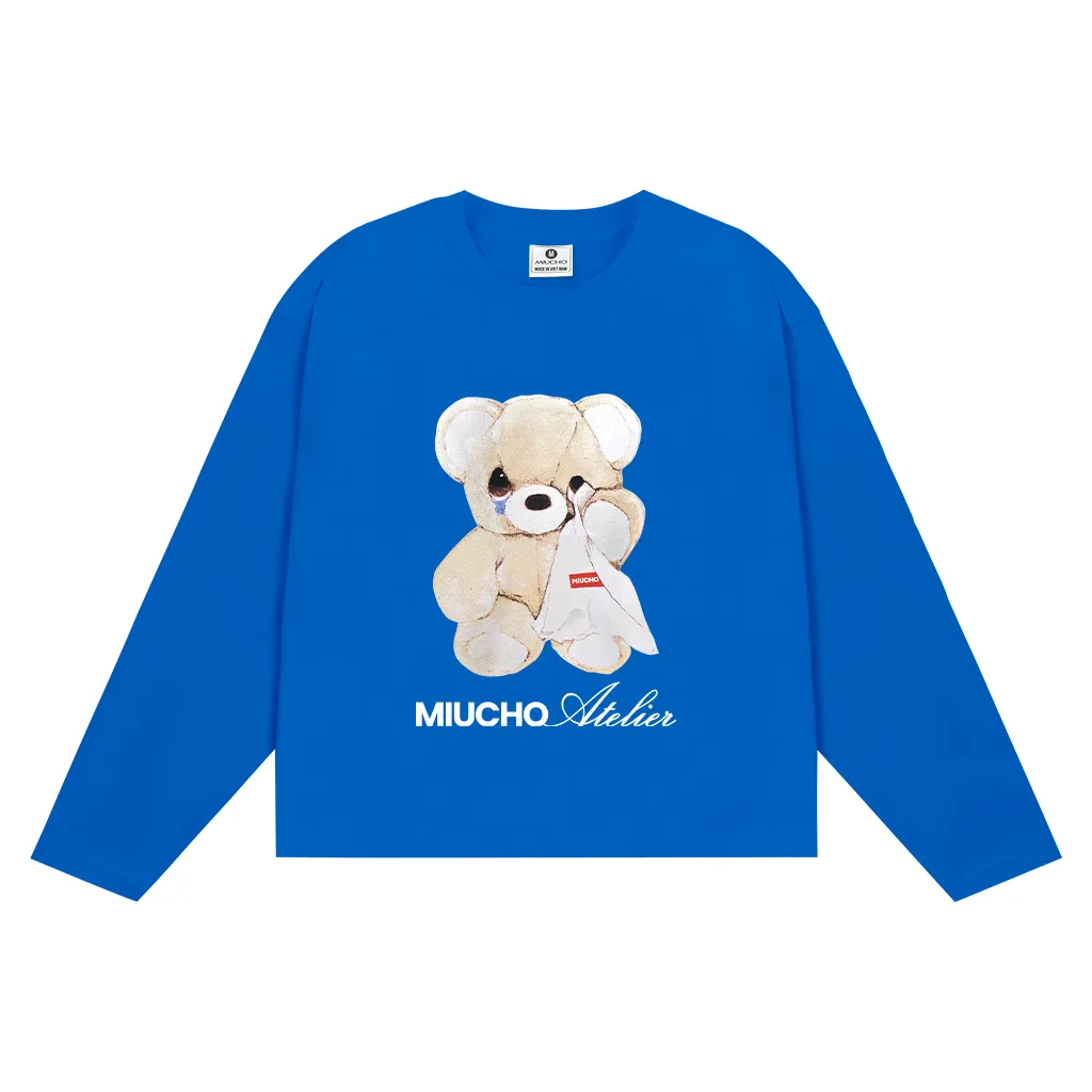 Áo thun form boxy tay dài Miucho cotton co giãn 2 chiều thoáng mát cổ tròn gấu bông in mix 2693_thumbnail_13