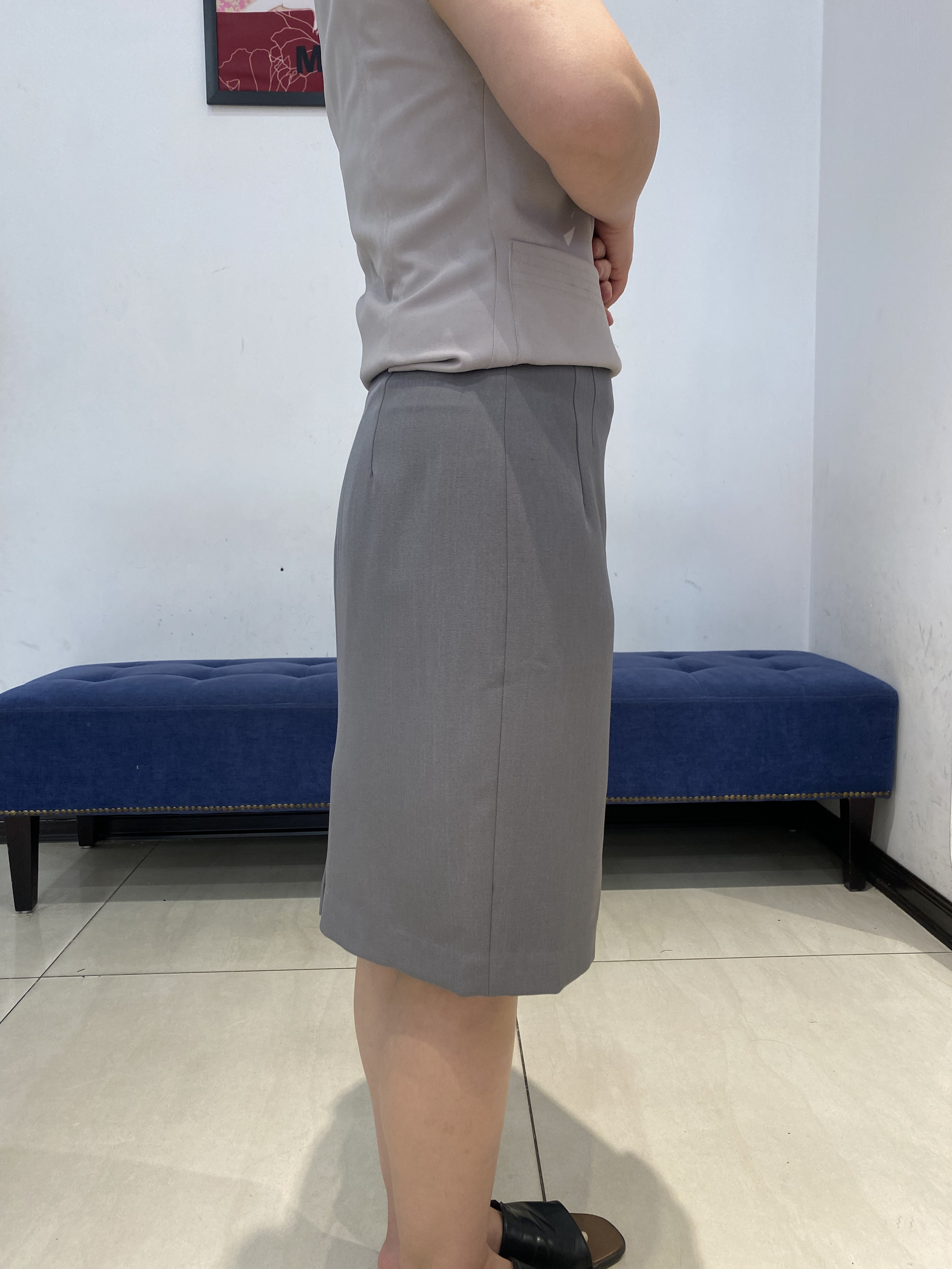 Chân váy Juyp Tuytxi len màu ghi xanh