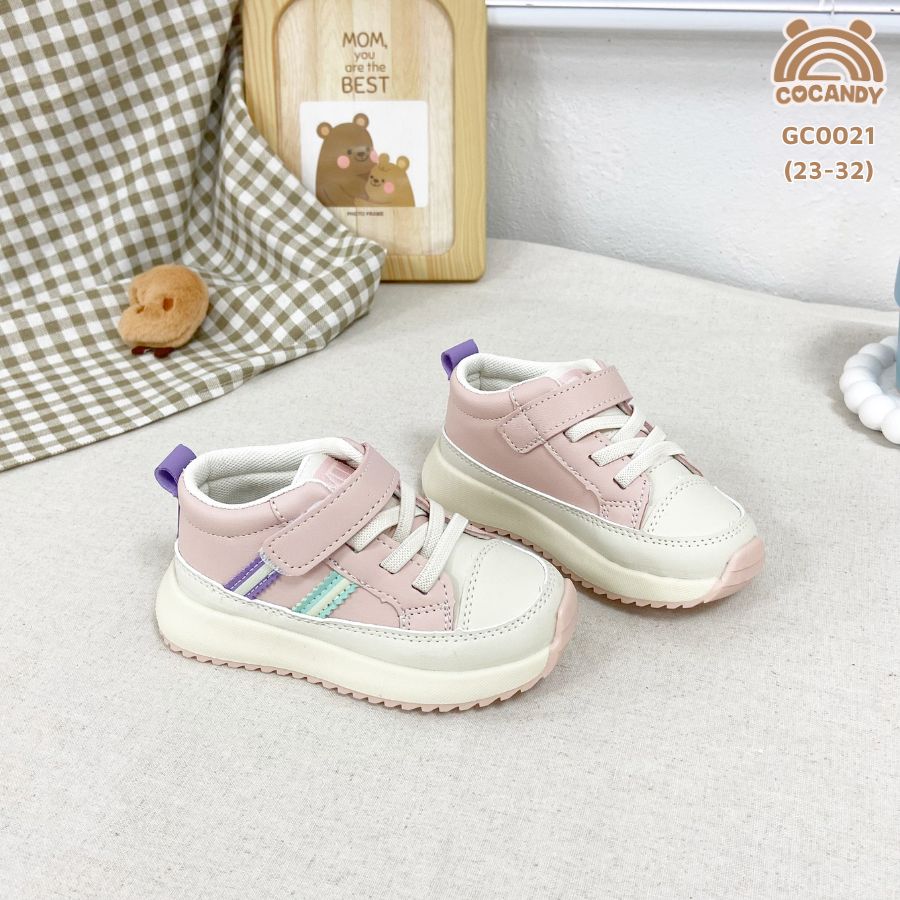 Giày BE HỒNG sọc TÍM XANH 6607