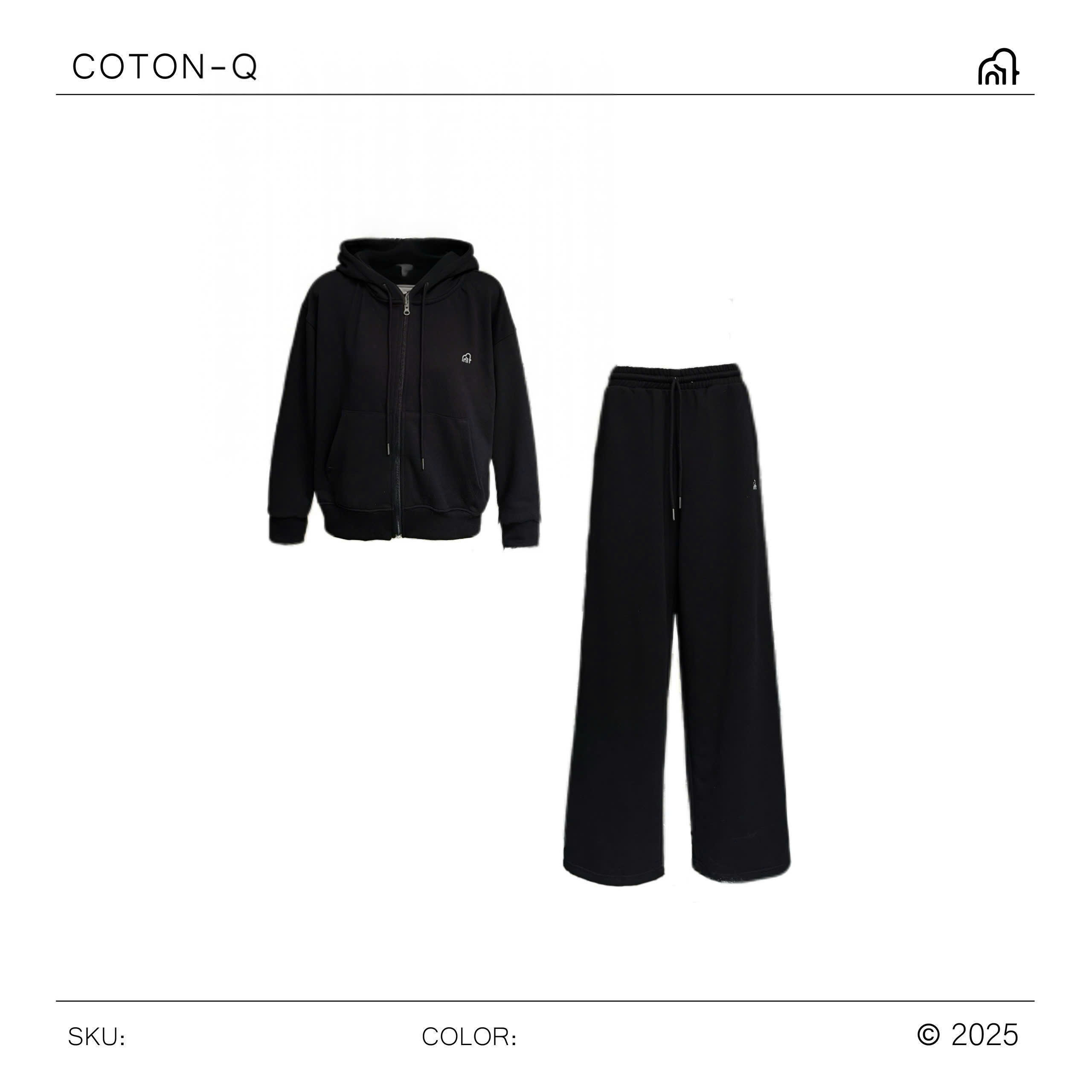 HJ101 Set áo khoác nỉ + quần dài ( ĐEN )