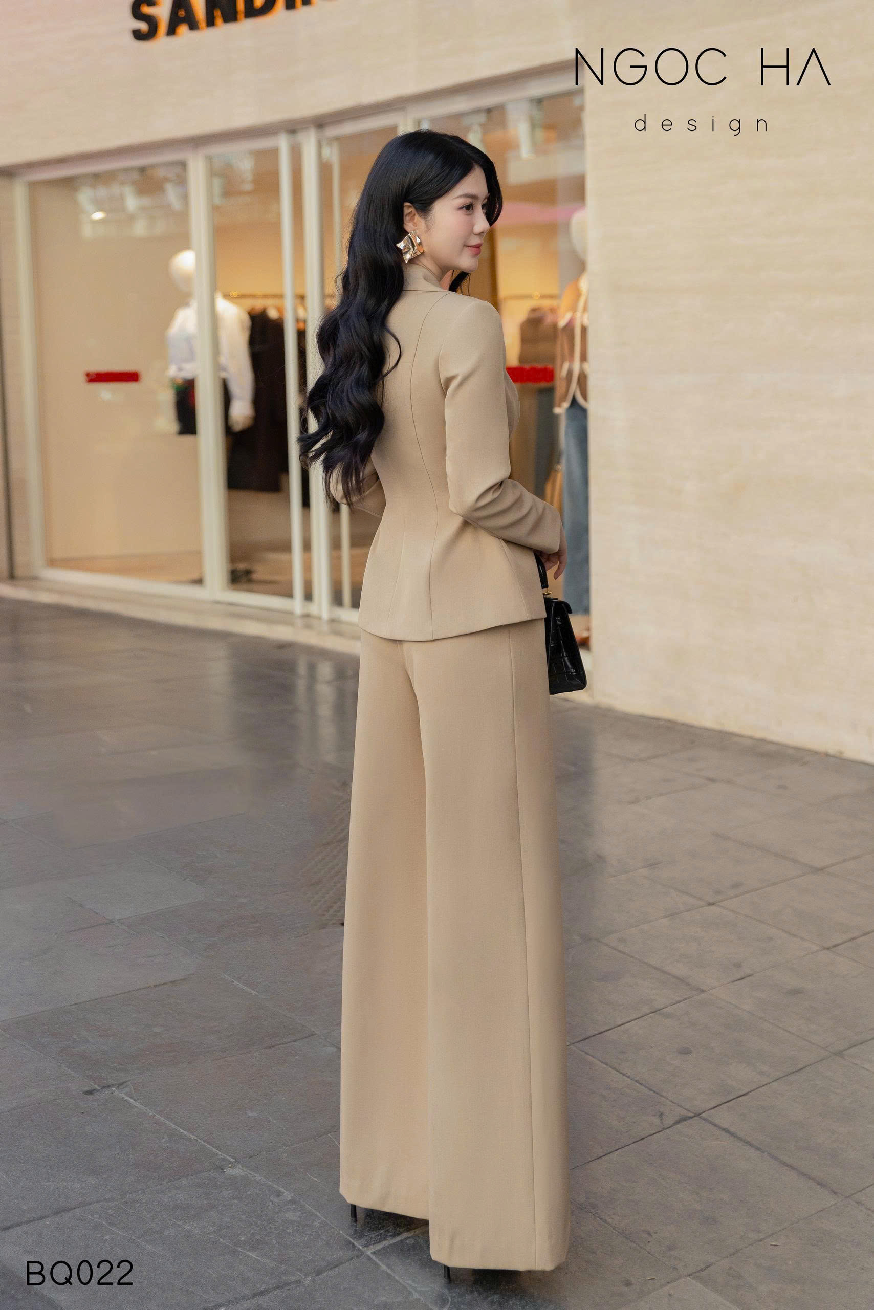 Maika Set _  Set Vest Chiết Eo Cổ V  Quần Suông Màu Bee BQ022_thumbnail_4