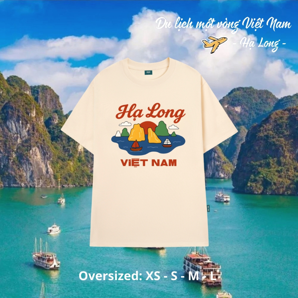 Áo thun du lịch Việt Nam, Huế, Hạ Long... dáng oversize rộng màu be local brand We Tee - T039_thumbnail_11