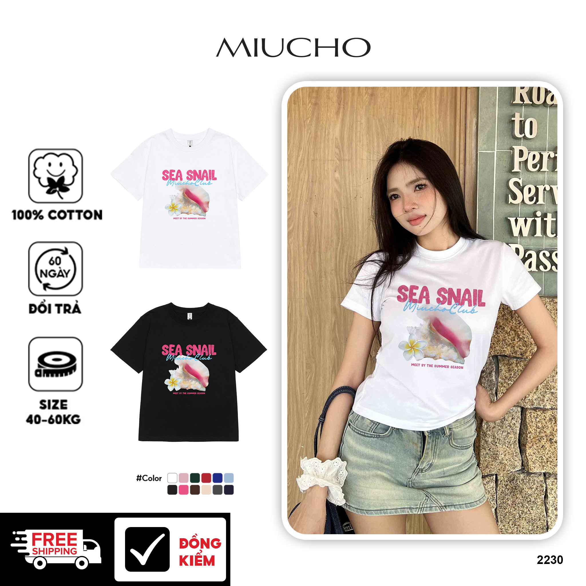 Áo baby tee form ôm hè biển 2230 Miucho cổ tròn vải cotton 4 chiều co giãn thoáng mát in mix_thumbnail_1