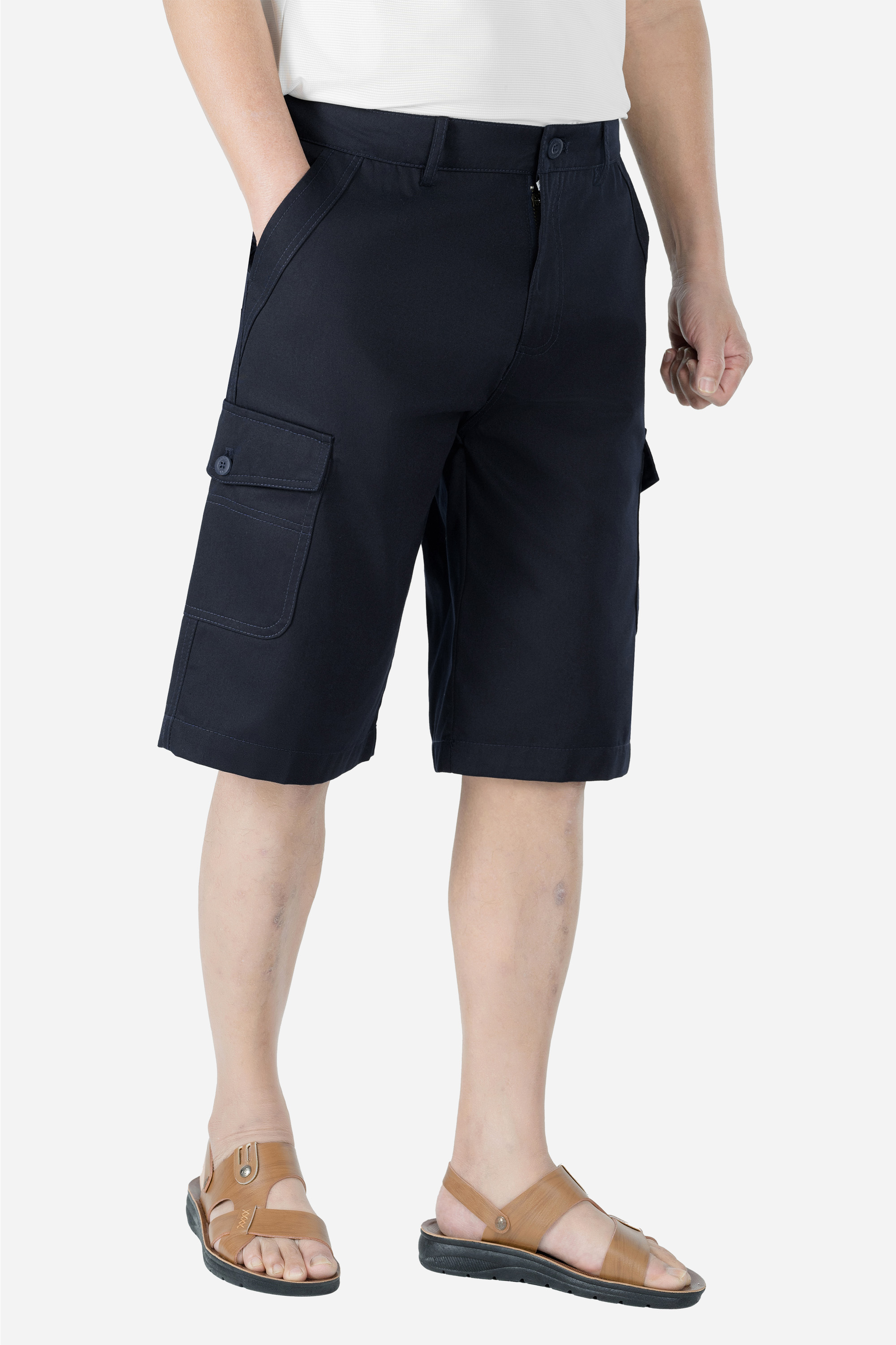 Quần Soọc Kaki Túi Hộp Nam Trung Niên ANCHI Dáng Suông Dài Qua Gối Màu Vỏ Đỗ_thumbnail_33