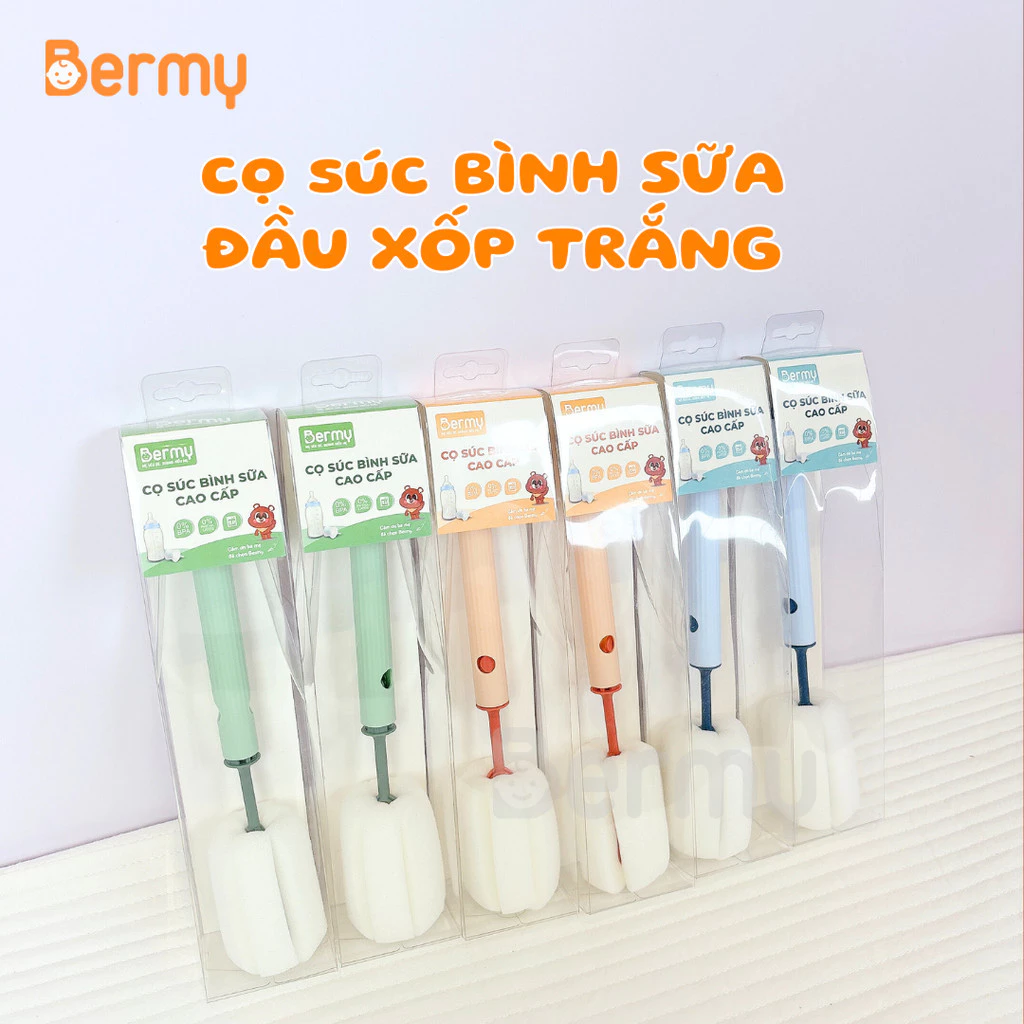 Cọ Súc Bình Sữa Cao Cấp Bermy xốp vàng