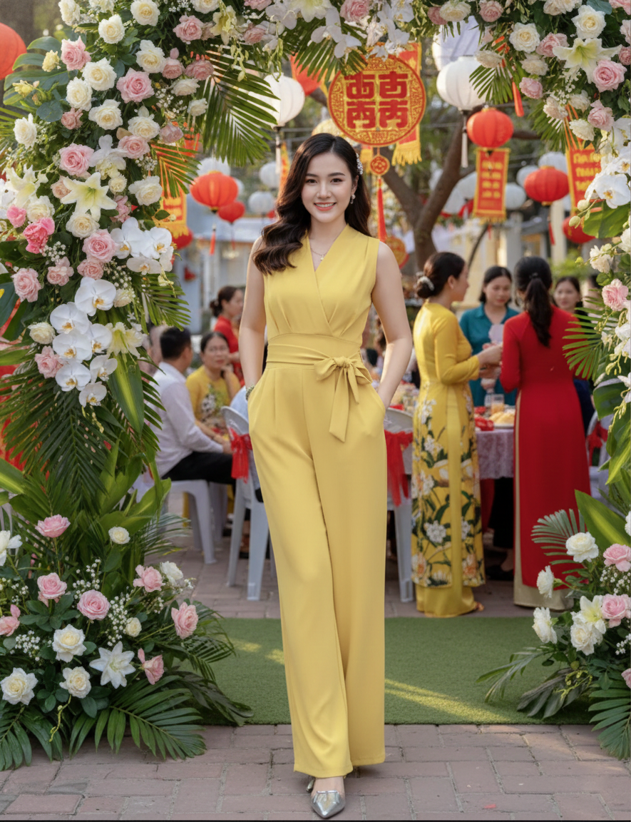 Jumpsuit dài thiết kế xếp ly cột eo xinh xắn_thumbnail_5