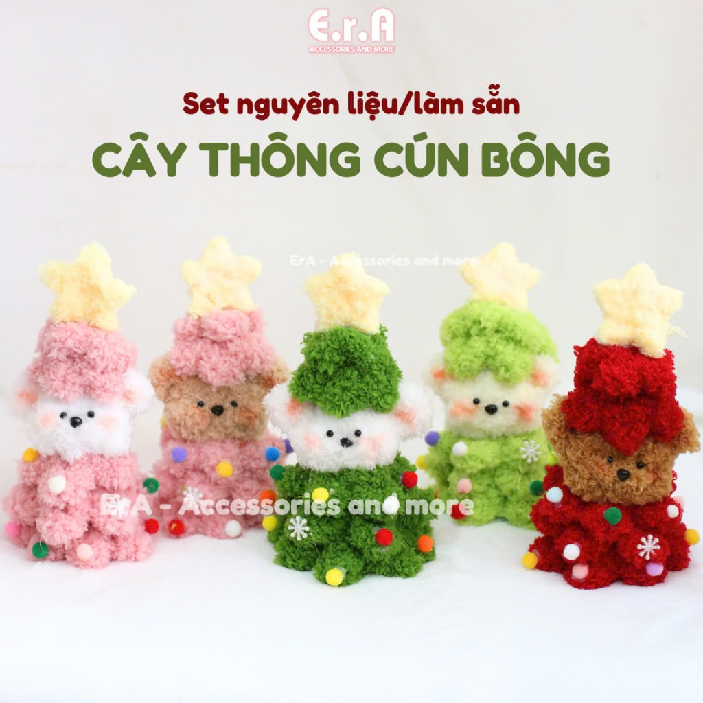 Cún Bông Cây Thông Noel Giáng Sinh Handmade