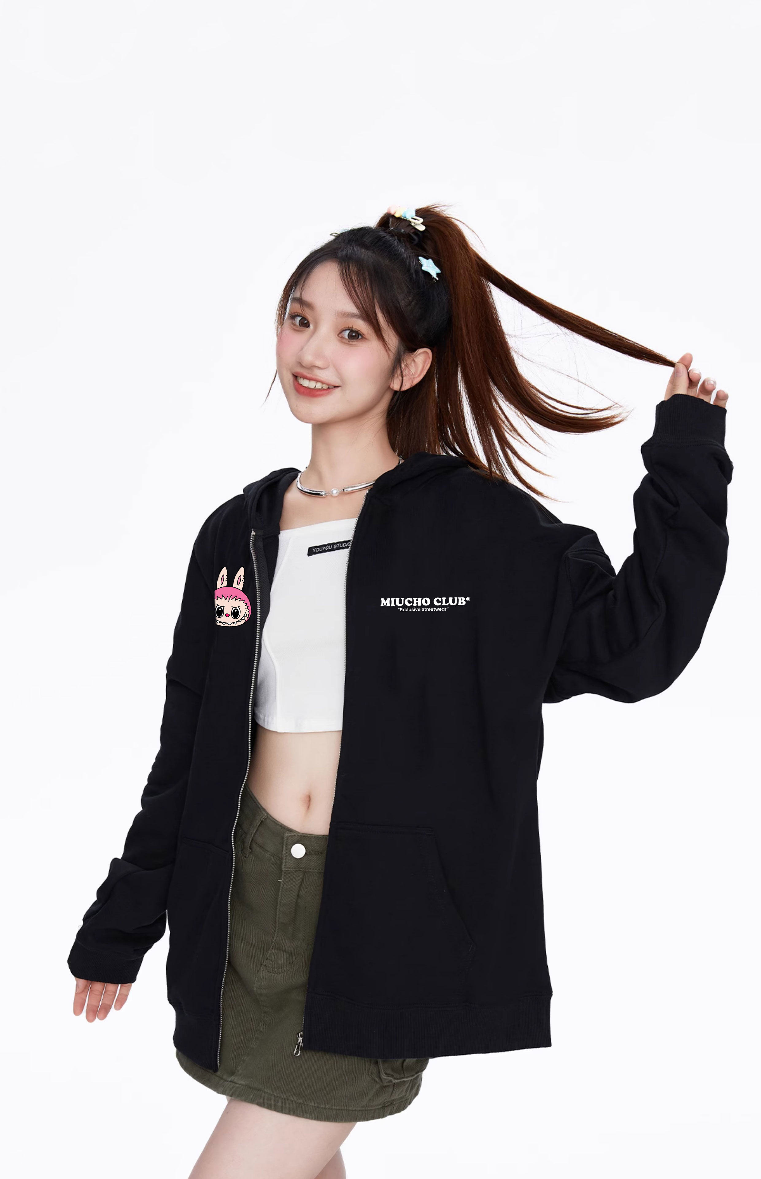 Áo hoodie zip labubu unisex local brand HZD1405 Miucho nỉ chân cua dày dặn in mix_thumbnail_4