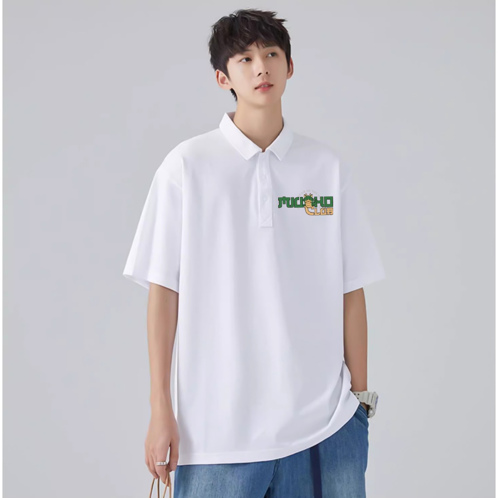Áo polo form rộng nam basic nhiều màu PLD822 Miucho Man tay ngắn vải cotton Cổ trụ in typography_thumbnail_6